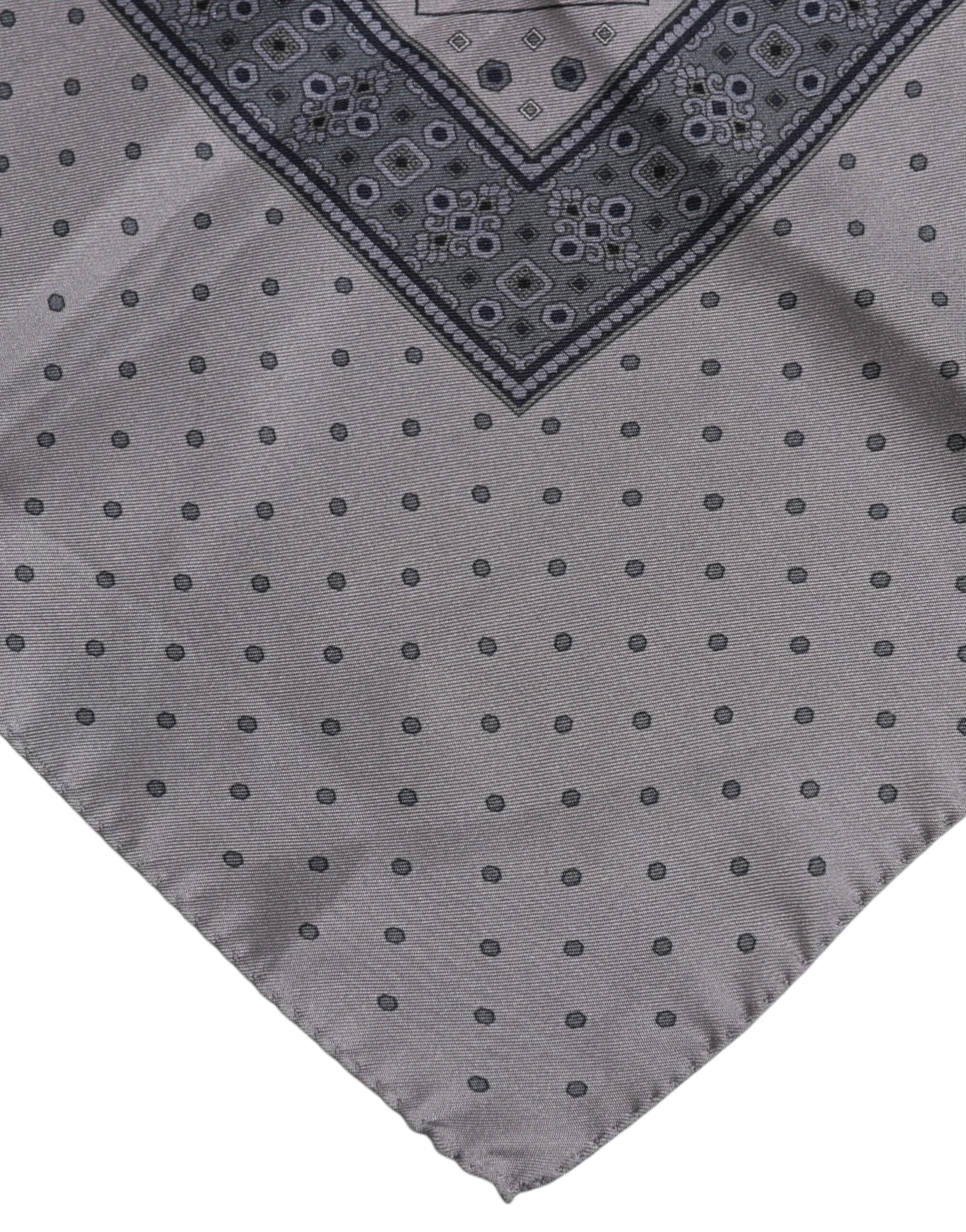 Dolce & Gabbana Gray Polka Dot Silk Square Men Foulard Scarf - Scarves & Shawls