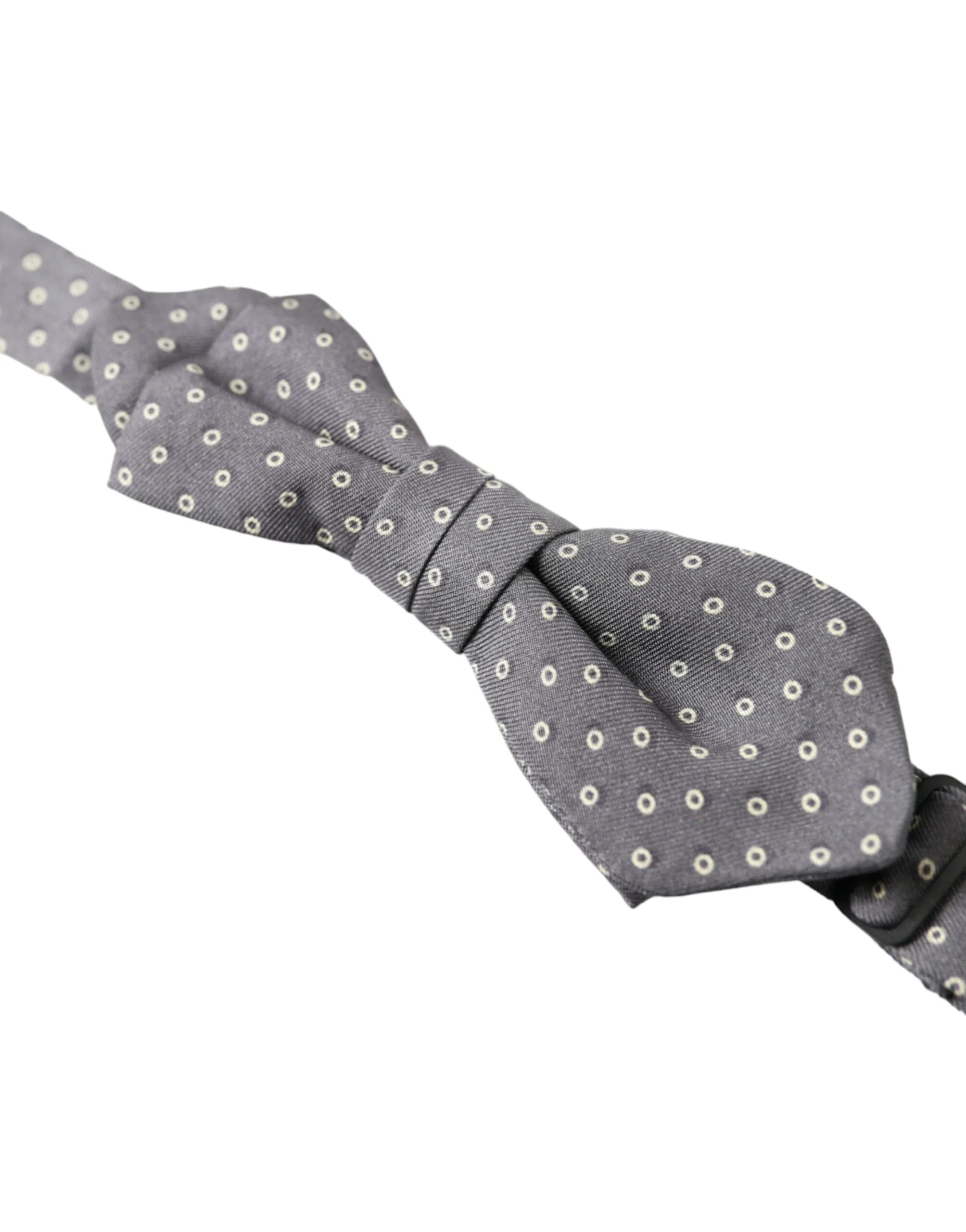 Dolce & Gabbana Gray Polka Dots Silk Adjustable Neck Papillon Bow Tie - Neckties