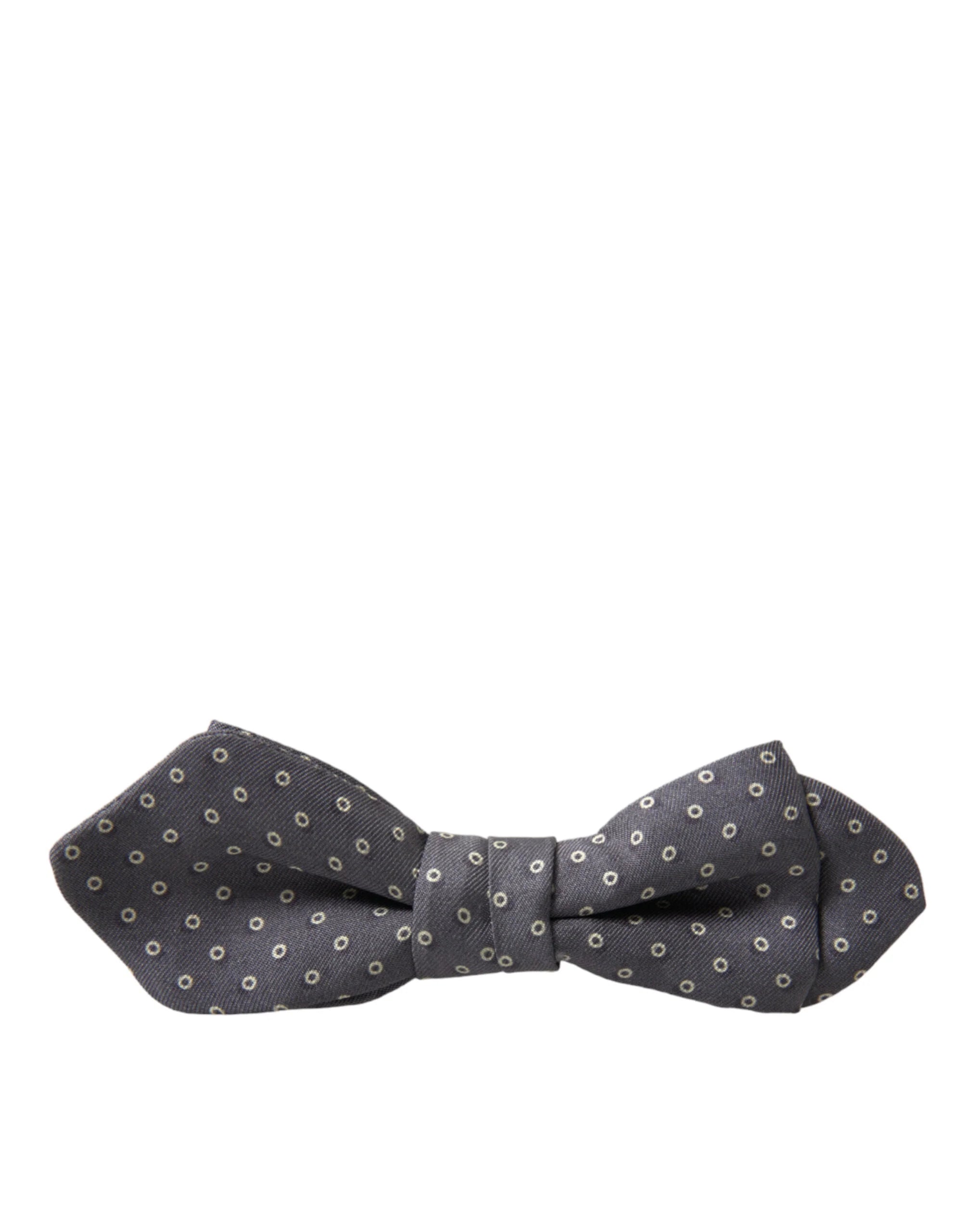 Dolce & Gabbana Gray Polka Dots Silk Adjustable Neck Papillon Bow Tie - Neckties