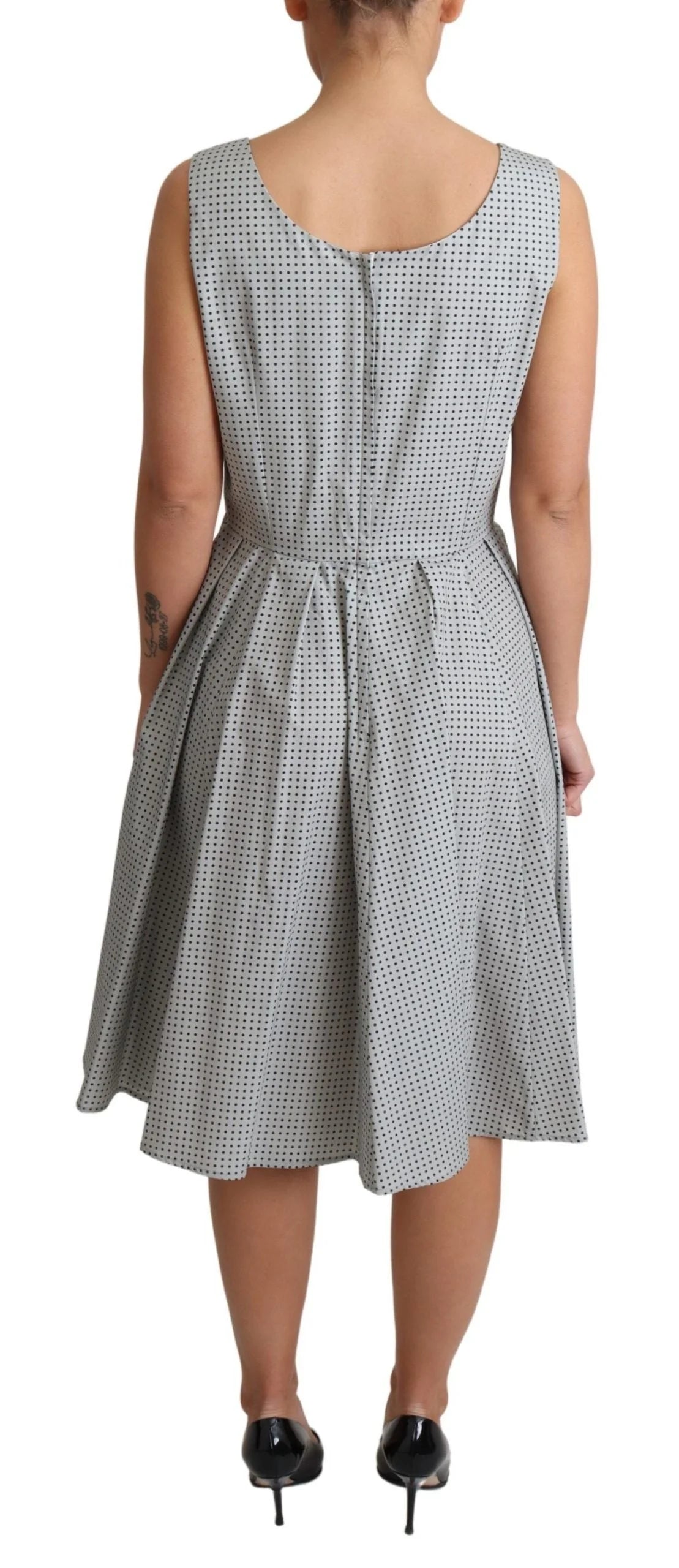 Dolce & Gabbana Gray Polka Dotted Cotton A-Line Dress - Dresses