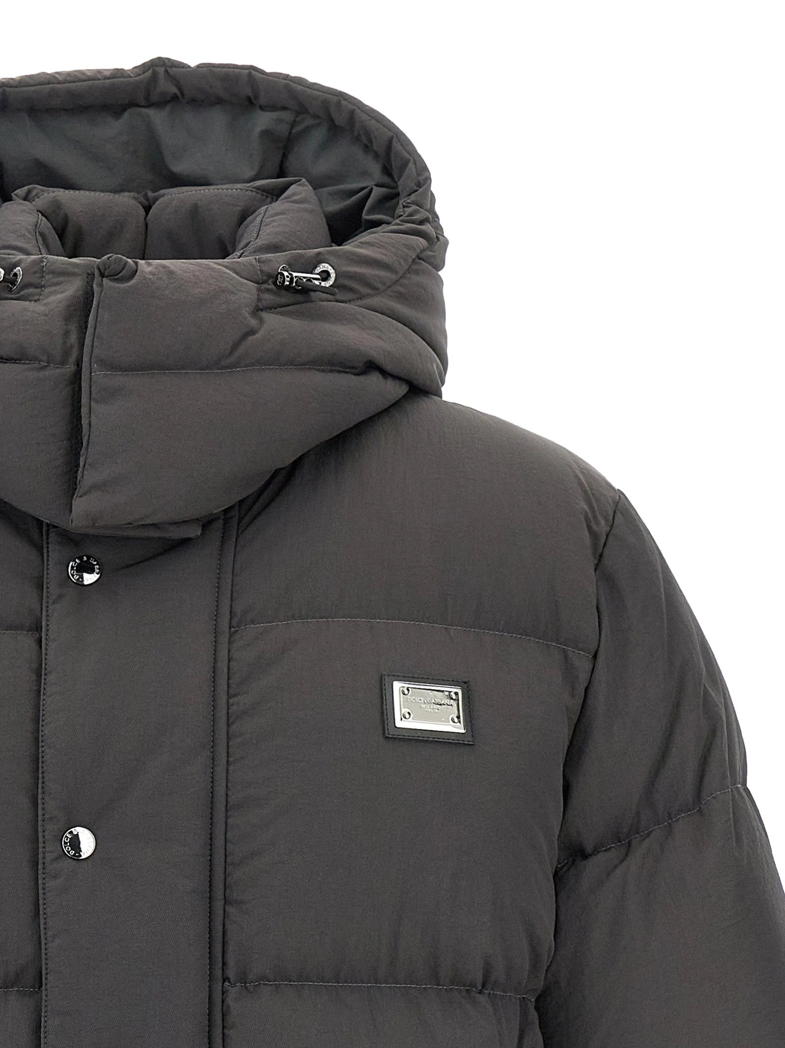 Dolce & Gabbana Gray Polyamide Full-Length Jacket
