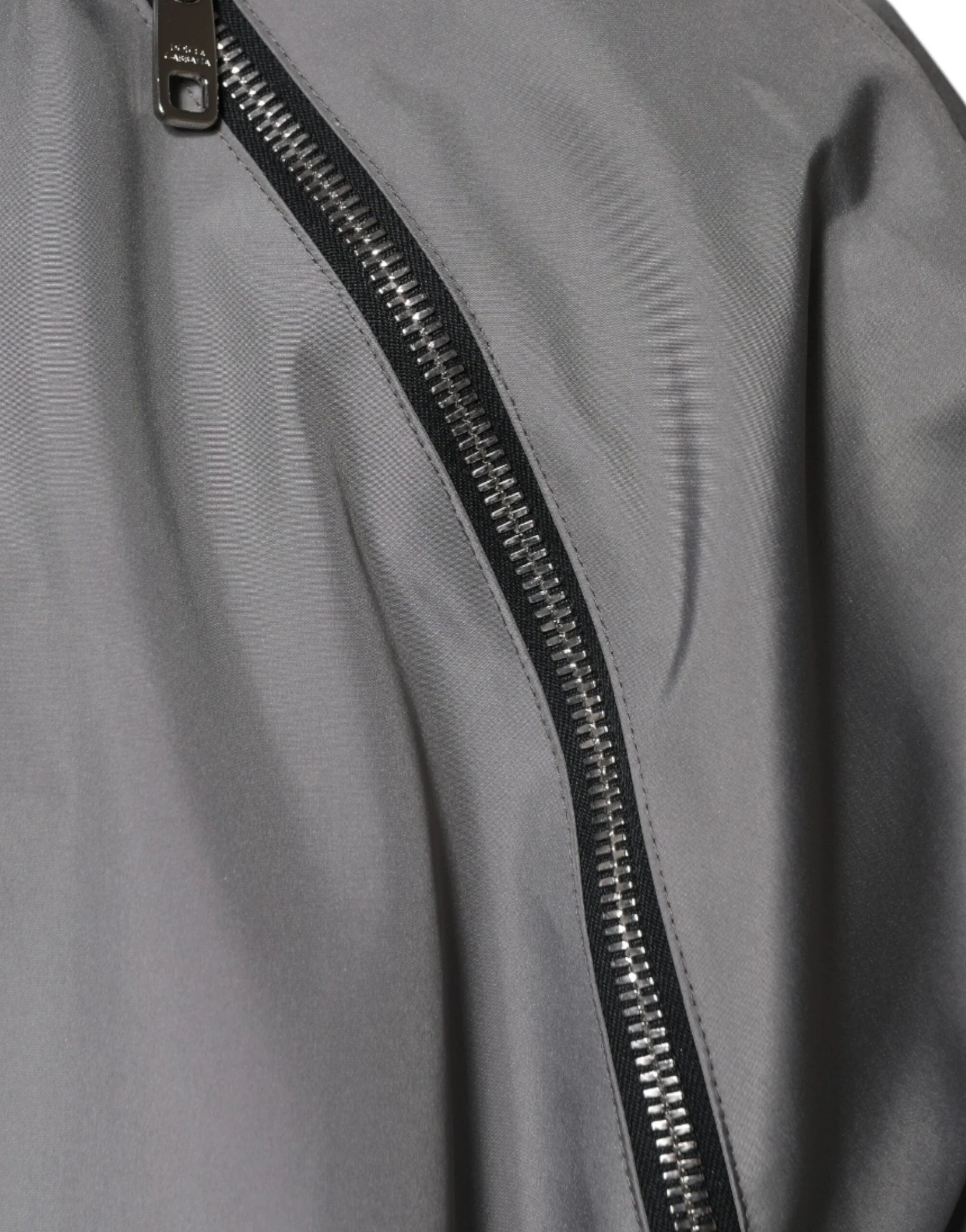 Dolce & Gabbana Gray Polyester Hooded Men Full Zip Jacket - IT48 | M - Windbreakers