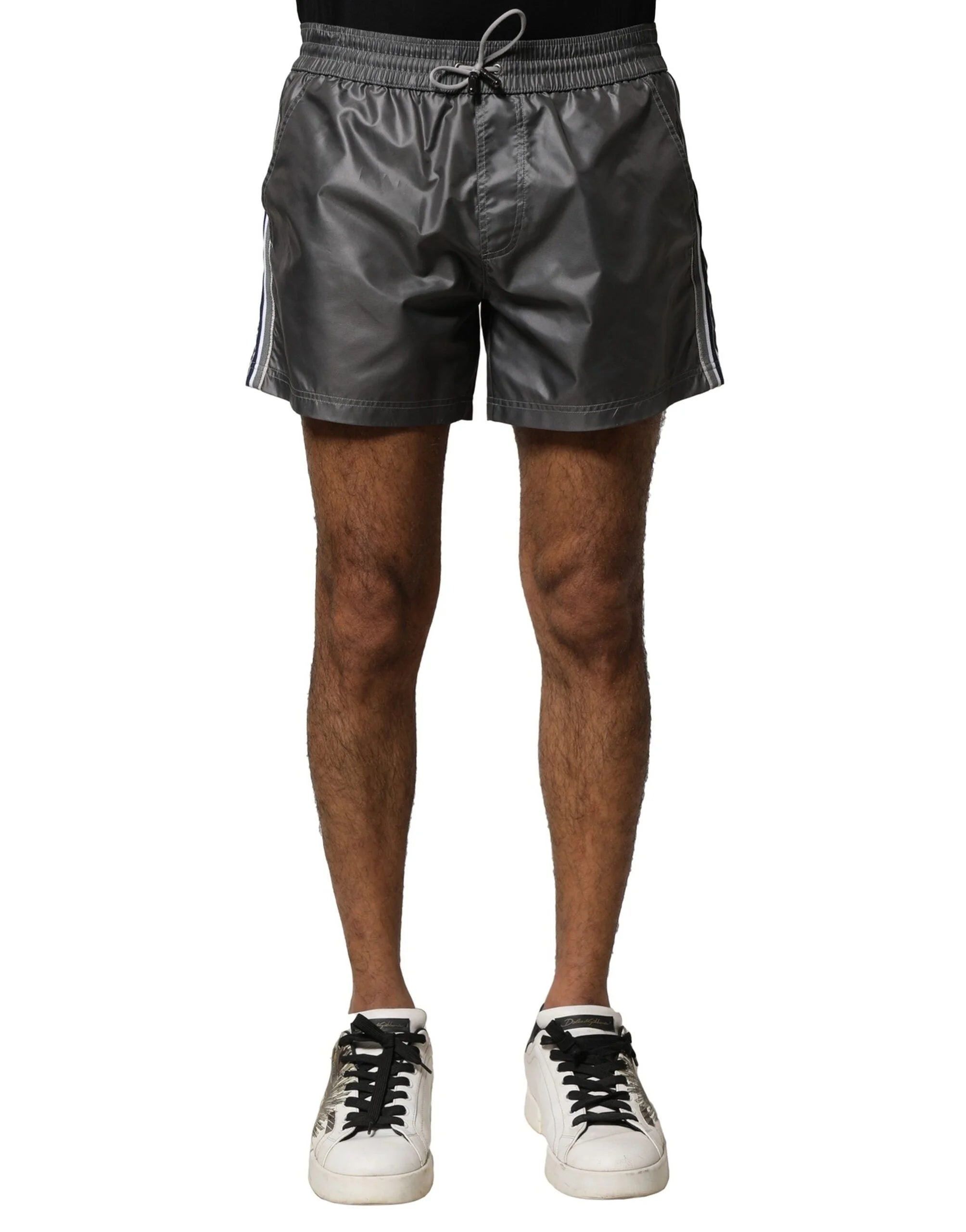 Dolce & Gabbana Gray Polyester Mid Waist Casual Bermuda Shorts - IT4 | S - Bermudas