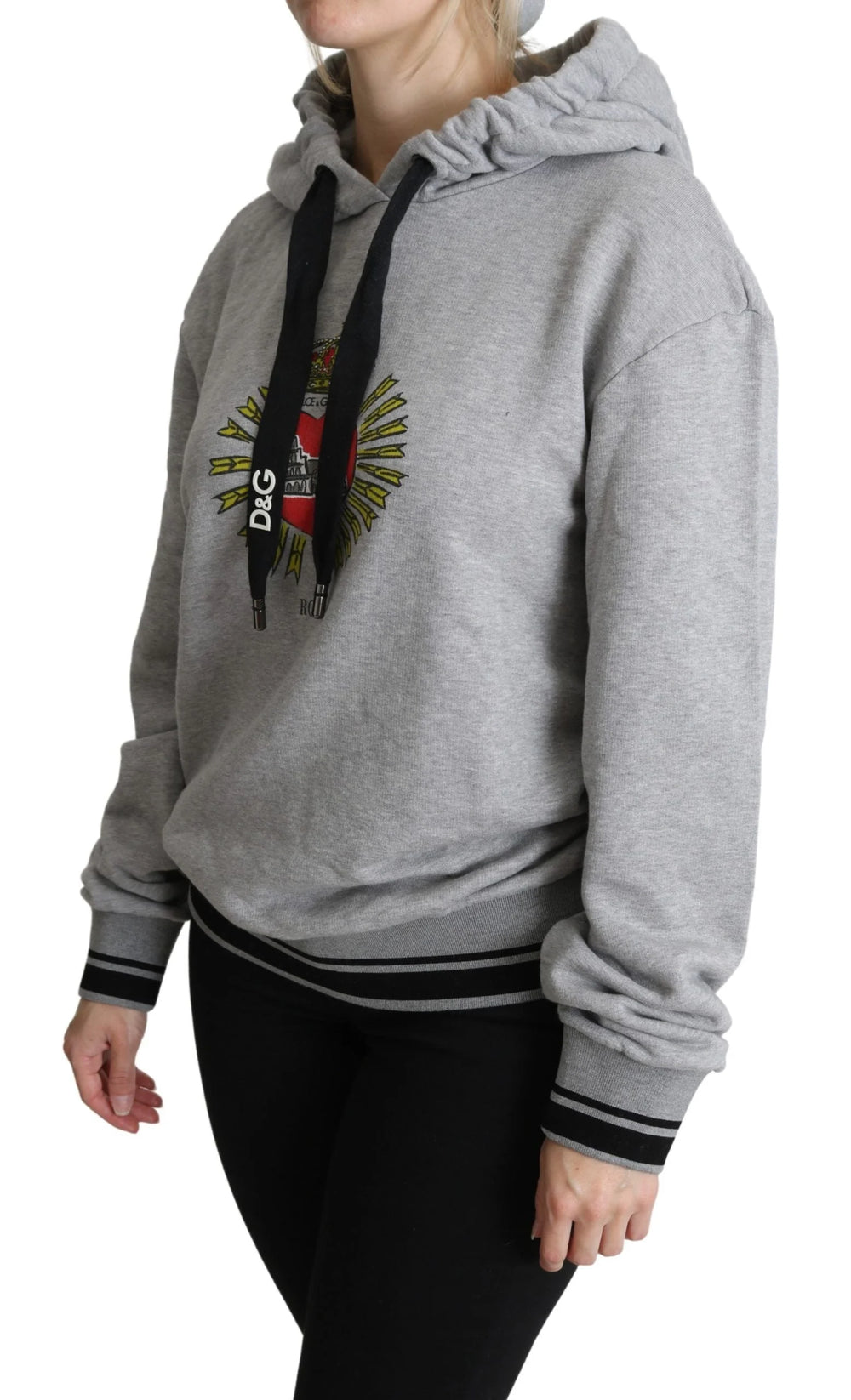 Dolce & Gabbana Gray Printed Hooded Exclusive Logo Sweater - IT38|XS - Hoodies