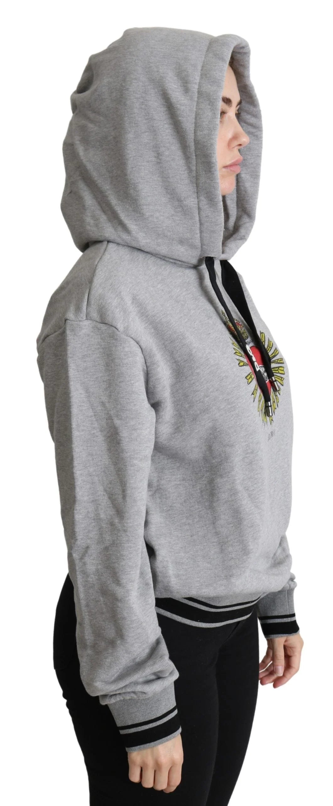 Dolce & Gabbana Gray Printed Hooded Exclusive Logo Sweater - IT38|XS - Hoodies