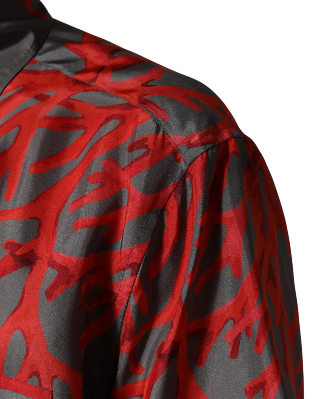 Dolce & Gabbana Gray Red Corals Short Sleeves Casual Shirt - IT42 | XL