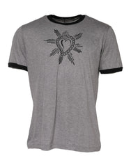 Dolce & Gabbana Gray Sacred Heart Cotton Crew Neck T-shirt - IT52 | XL - T-Shirts