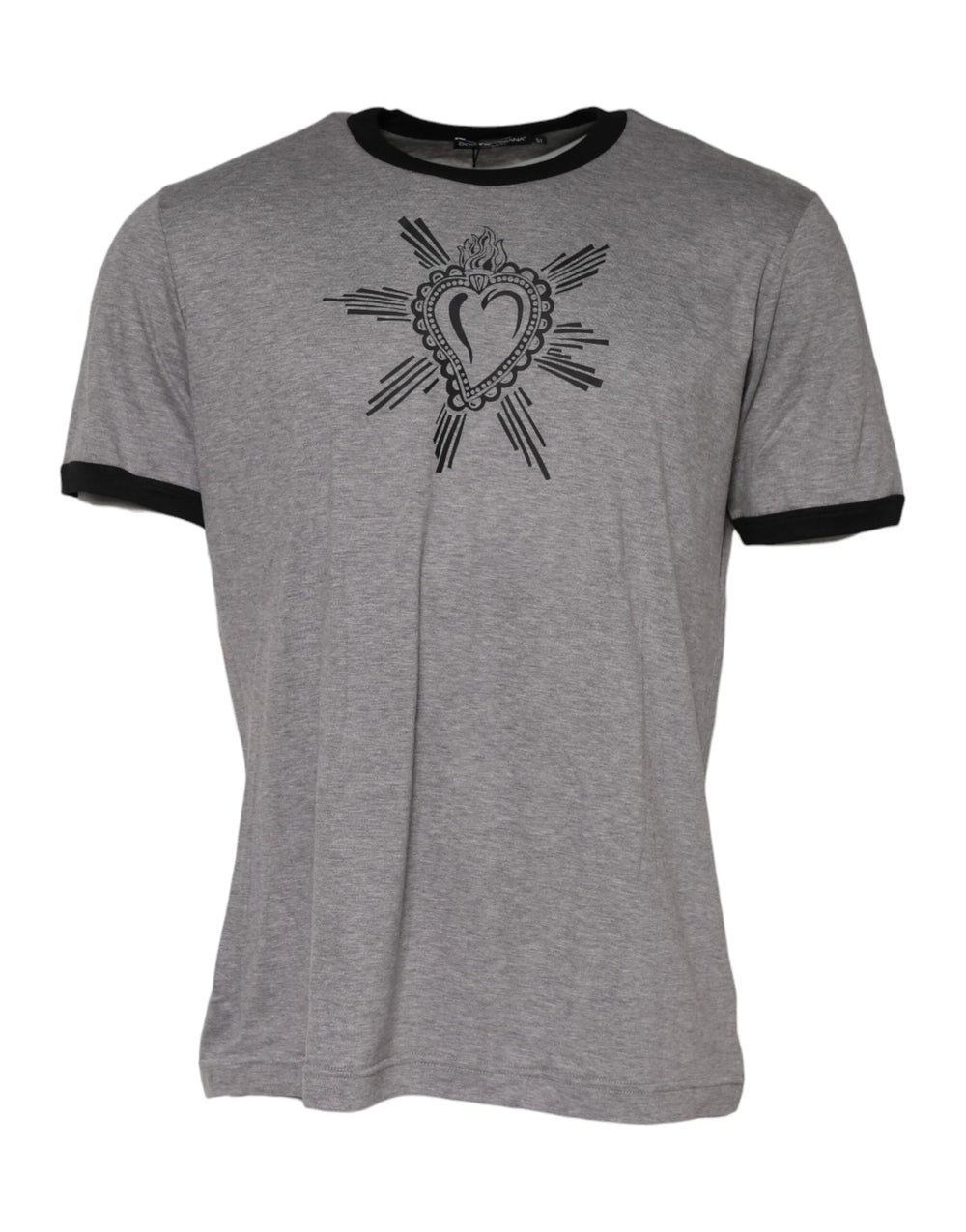 Dolce & Gabbana Gray Sacred Heart Cotton Crew Neck T-shirt - IT52 | XL - T-Shirts