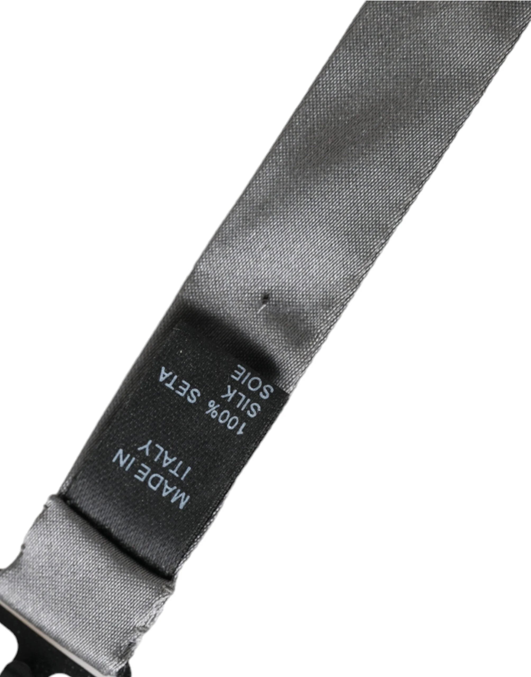 Dolce & Gabbana Gray Satin Silk Adjustable Neck Men Papillon Bow Tie - Neckties