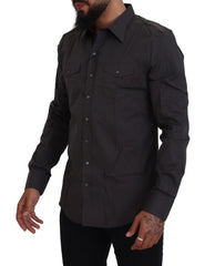 Dolce & Gabbana Gray SICILIA Slim Fit Stretch Dress Shirt - IT41 | L - Shirts