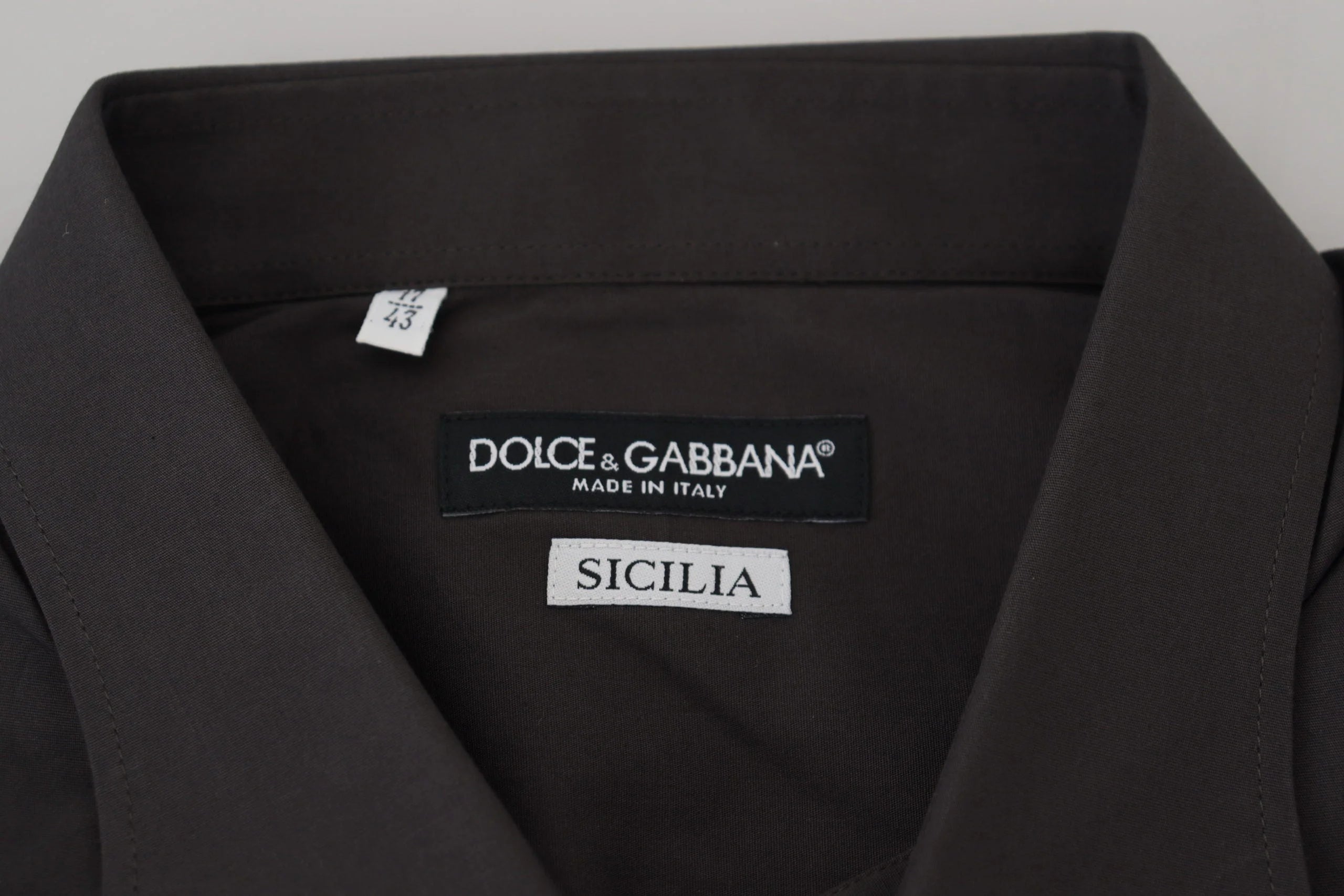 Dolce & Gabbana Gray SICILIA Slim Fit Stretch Dress Shirt - IT41 | L - Shirts