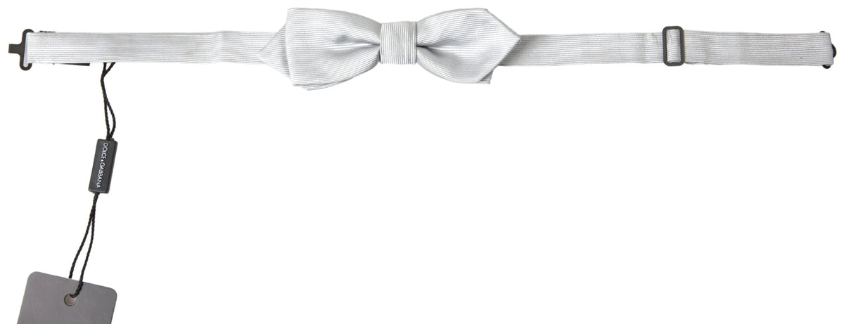 Dolce & Gabbana Gray Silk Adjustable Men Neck Papillon Bow Tie - Neckties