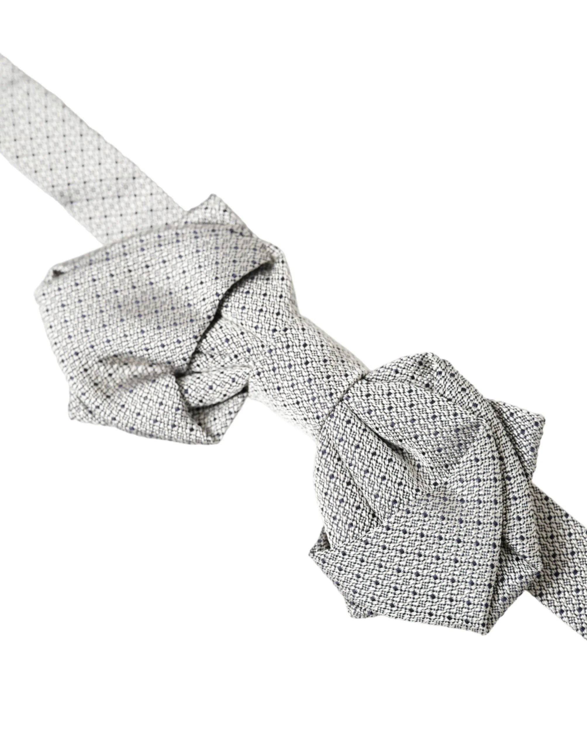 Dolce & Gabbana Gray Silk Adjustable Neck Men Bow Tie - Neckties