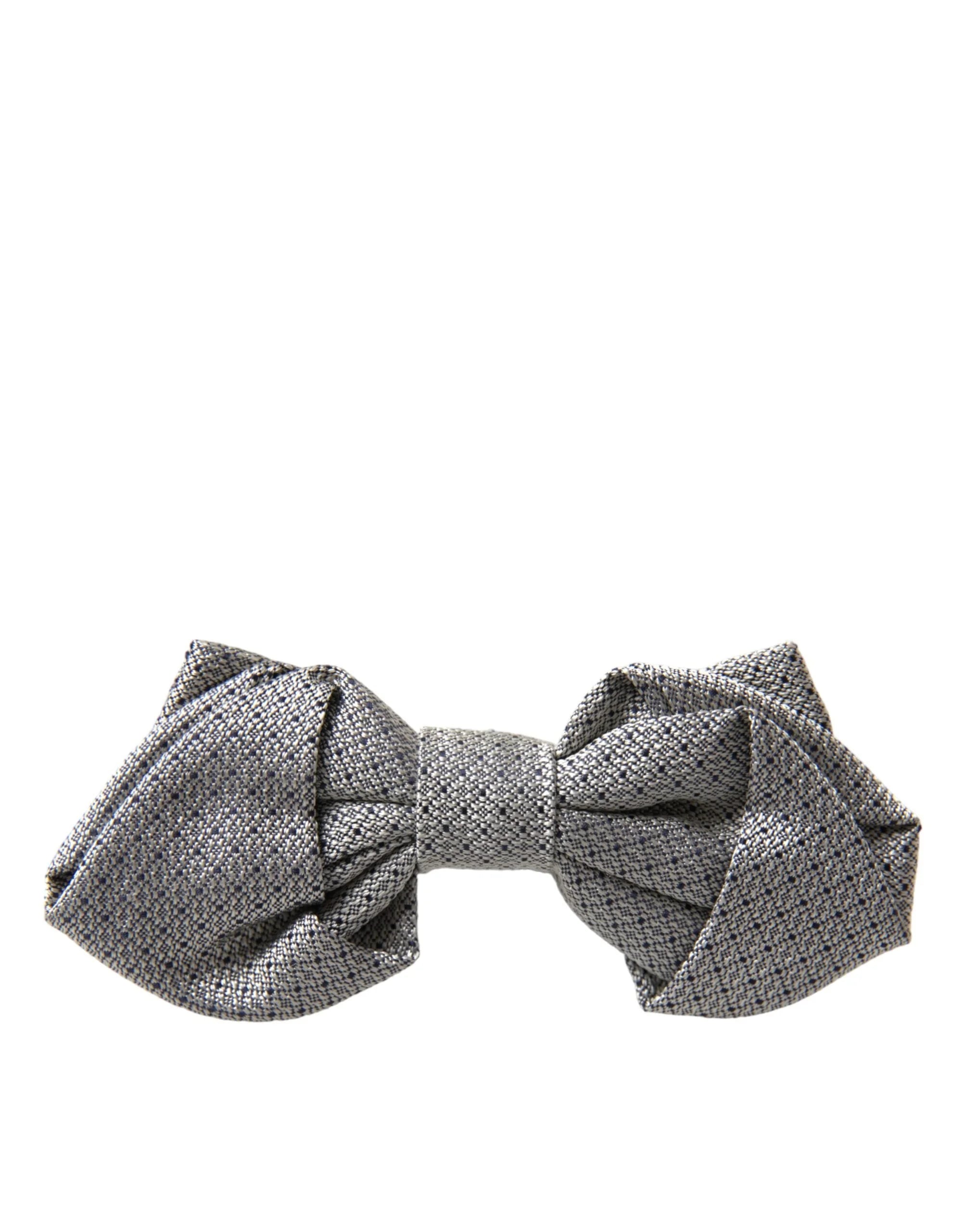 Dolce & Gabbana Gray Silk Adjustable Neck Men Bow Tie - Neckties