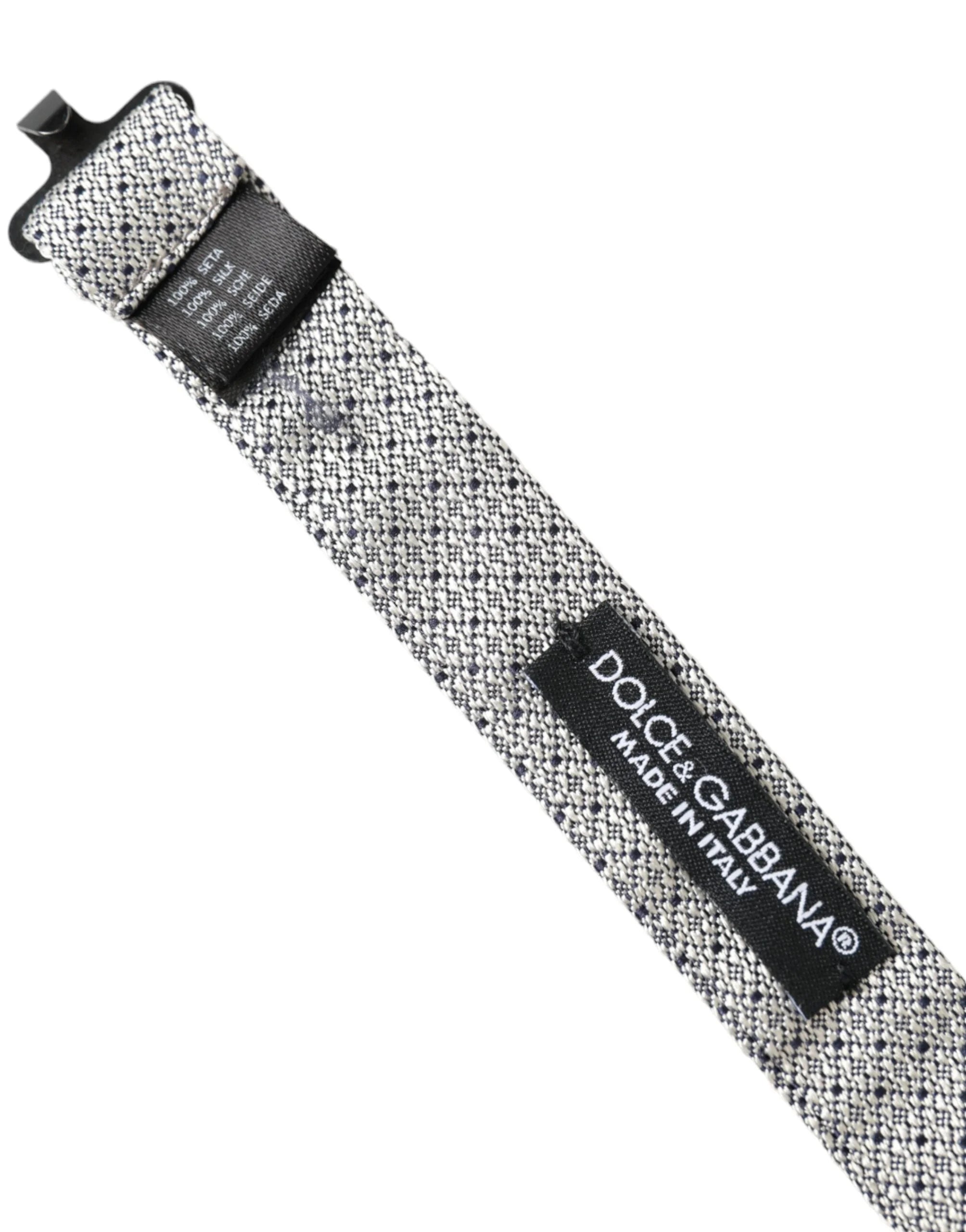 Dolce & Gabbana Gray Silk Adjustable Neck Men Bow Tie - Neckties