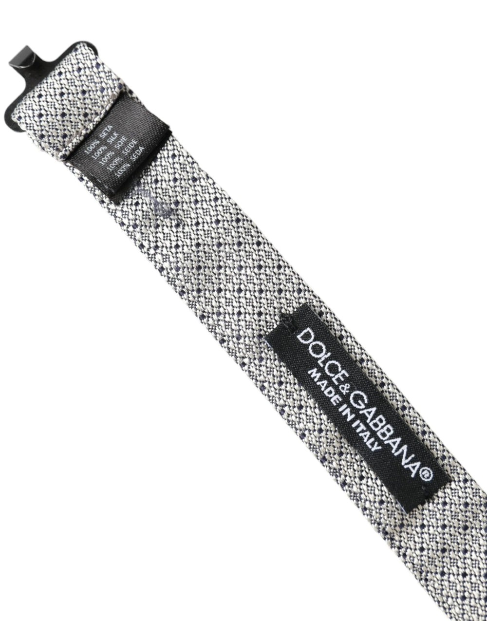 Dolce & Gabbana Gray Silk Adjustable Neck Men Bow Tie - Neckties