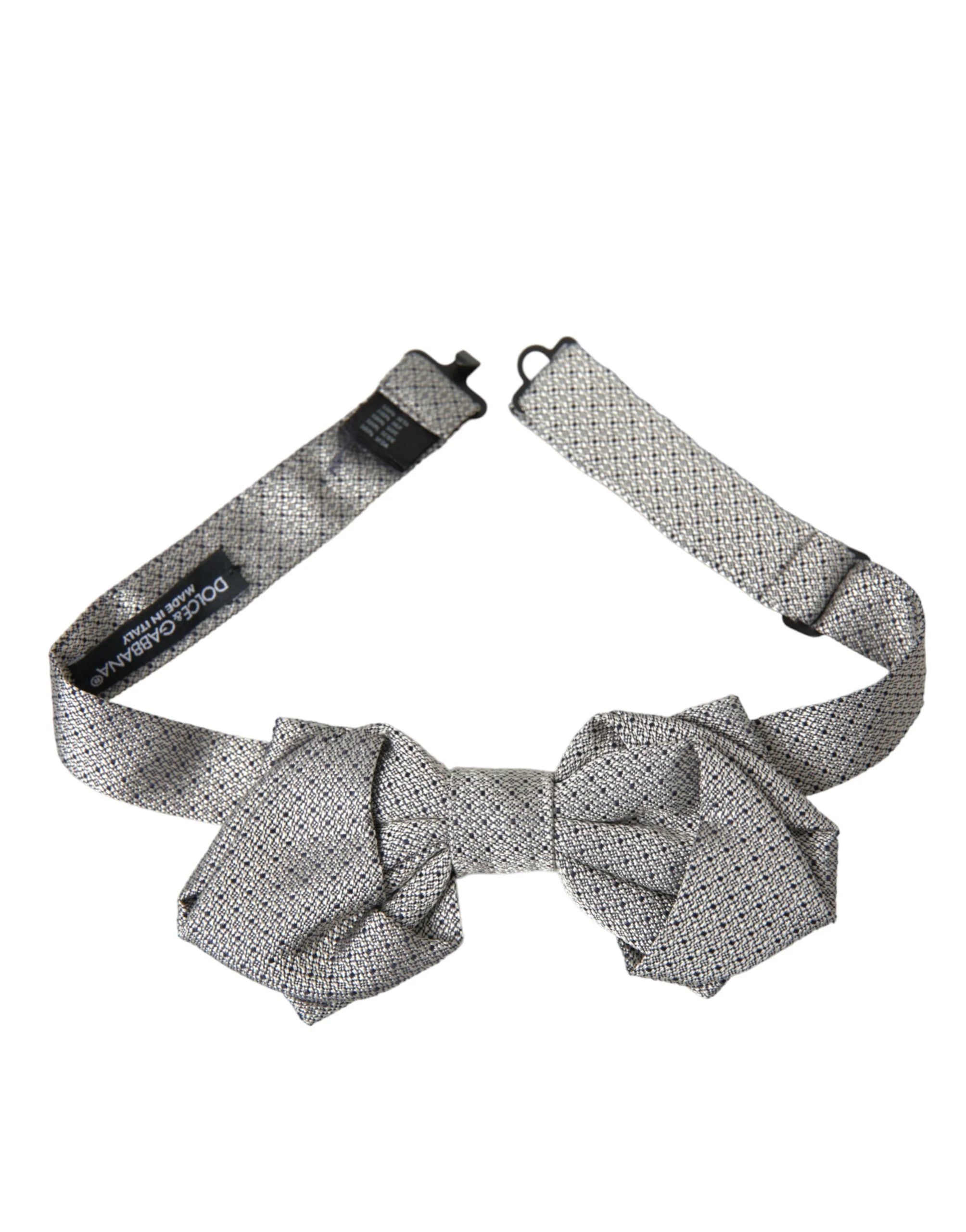 Dolce & Gabbana Gray Silk Adjustable Neck Men Bow Tie - Neckties