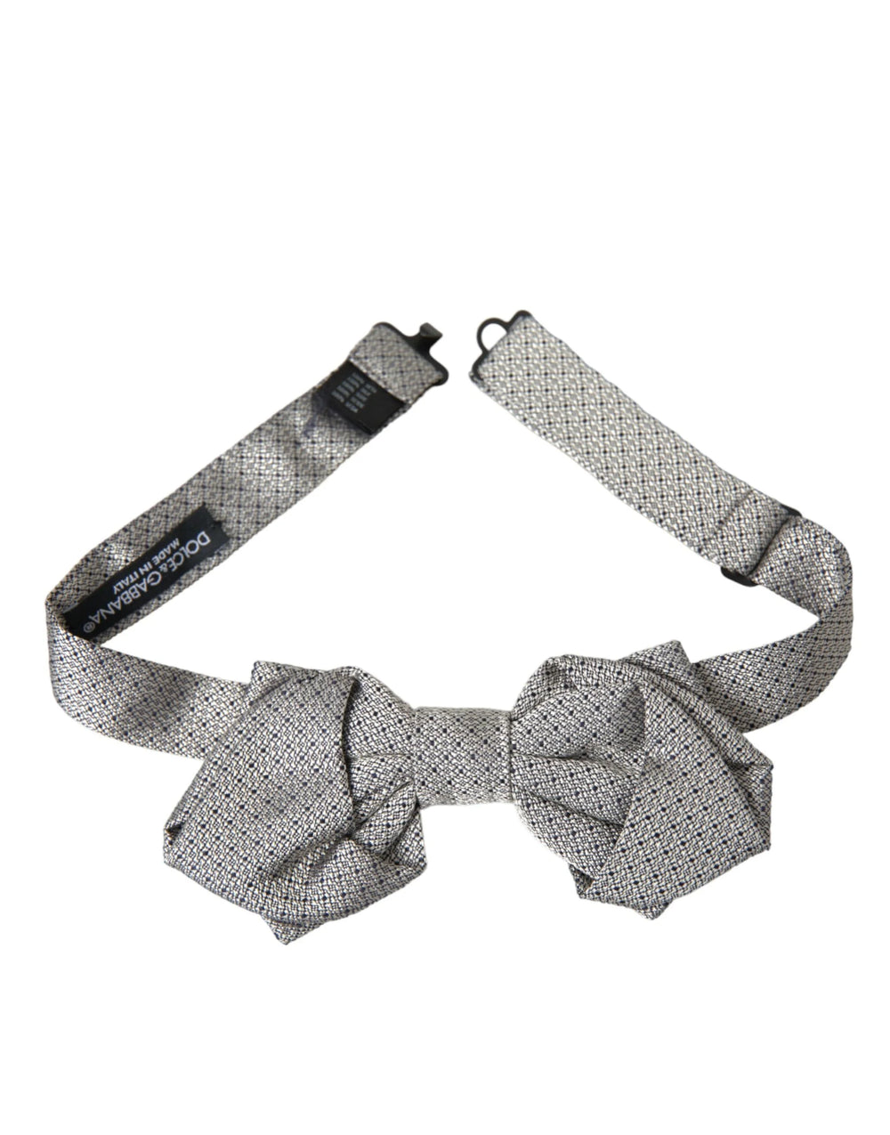 Dolce & Gabbana Gray Silk Adjustable Neck Men Bow Tie - Neckties
