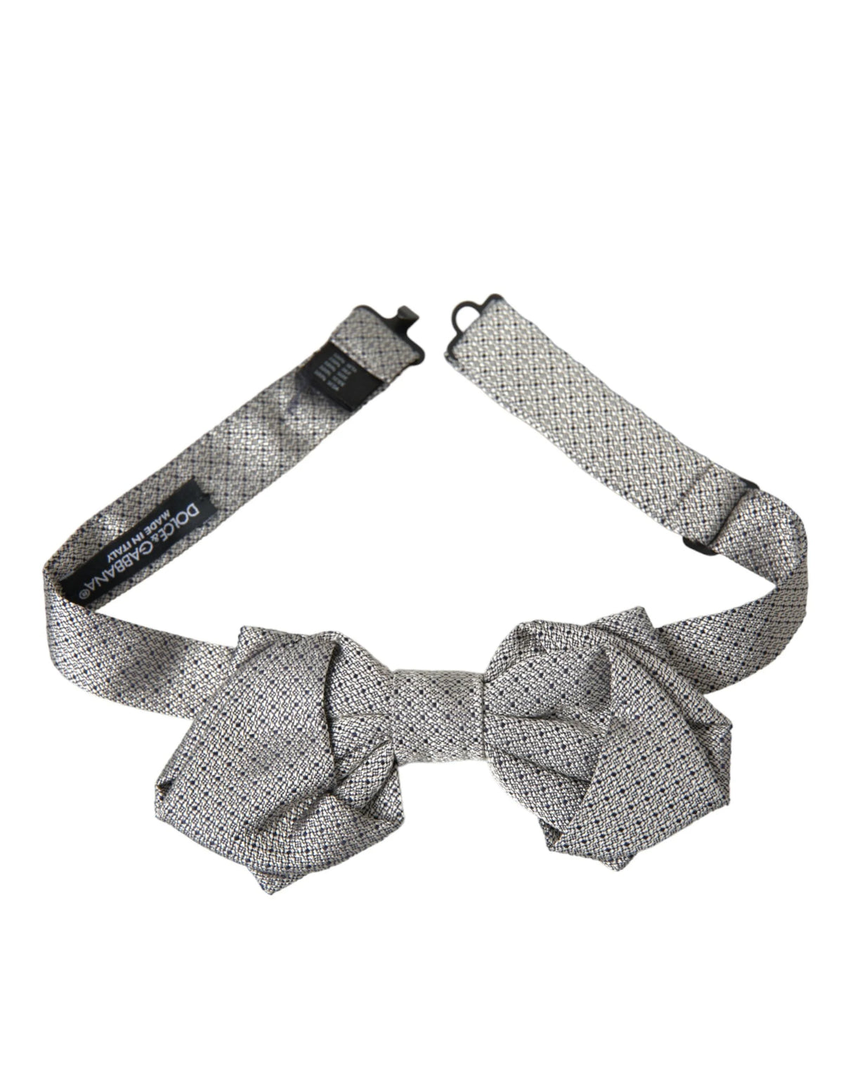 Dolce & Gabbana Gray Silk Adjustable Neck Men Bow Tie - Neckties