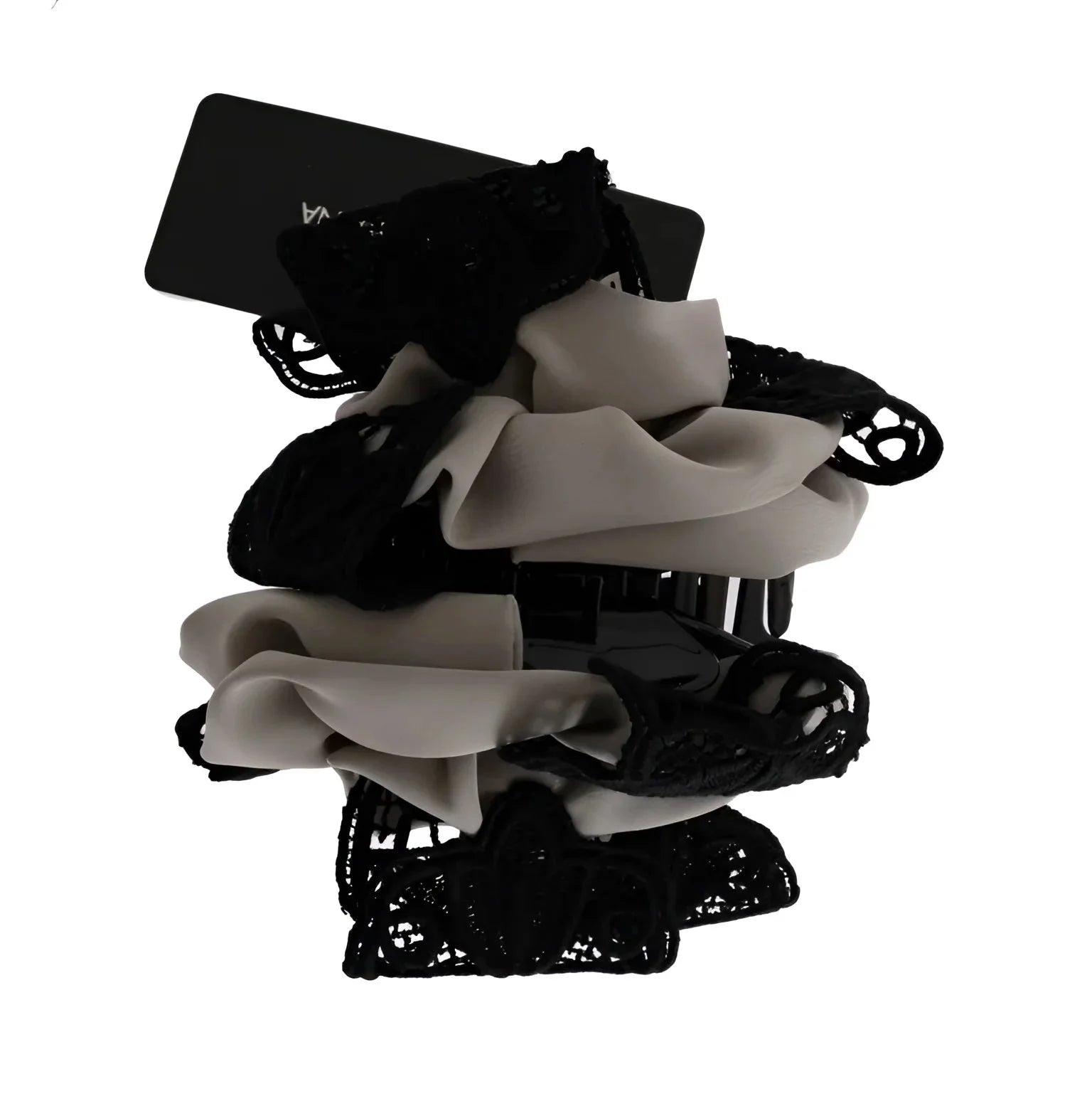 Dolce & Gabbana Gray Silk Black Lace Hair Claw - Hair Pins Claws & Clips