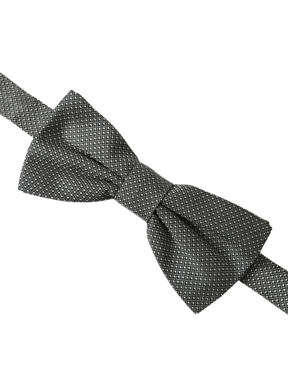 Dolce & Gabbana Gray Silk Patterned Adjustable Neck Men Bow Tie - Neckties