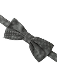 Dolce & Gabbana Gray Silk Patterned Adjustable Neck Men Bow Tie - Neckties