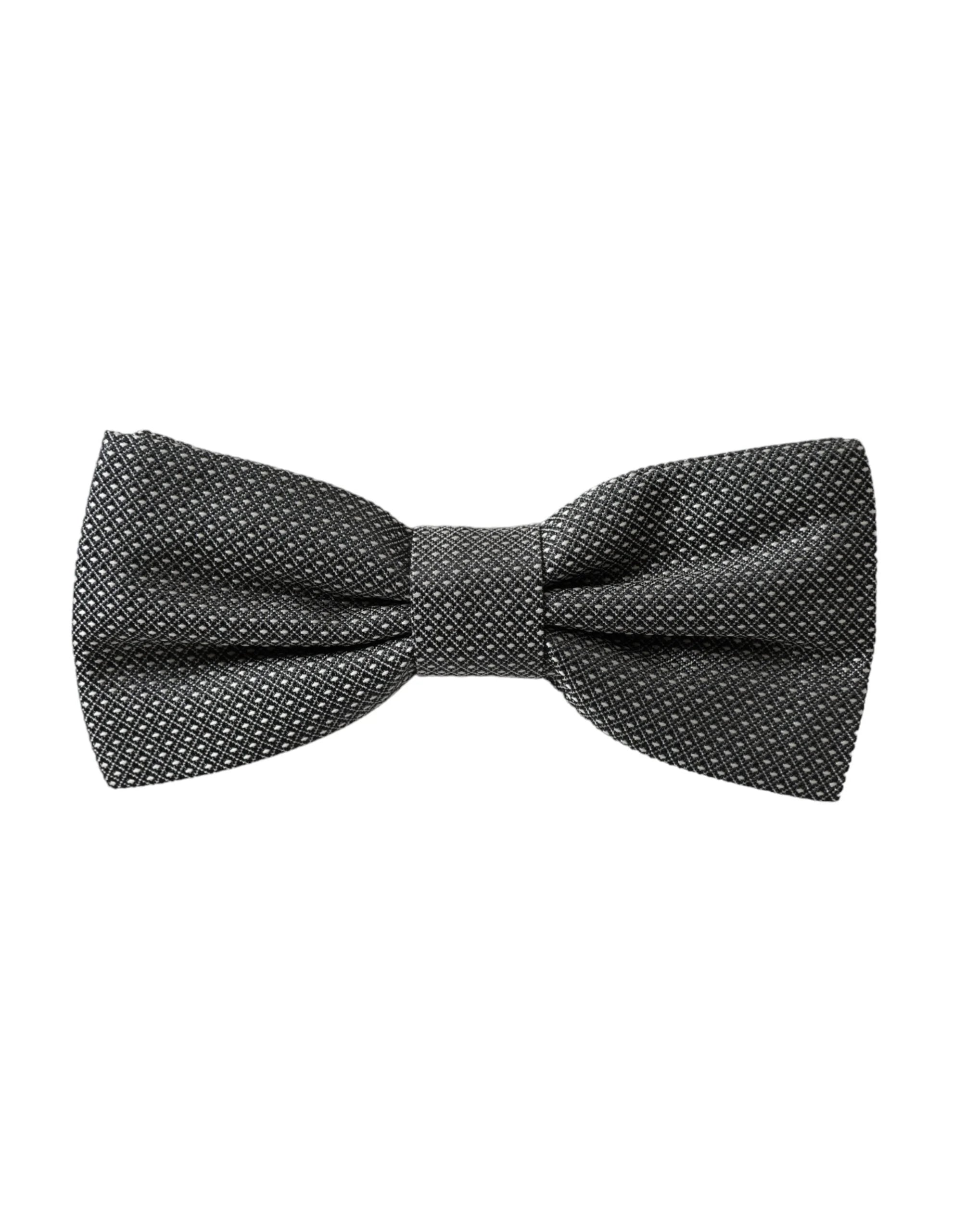 Dolce & Gabbana Gray Silk Patterned Adjustable Neck Men Papillon Bow Tie - Neckties