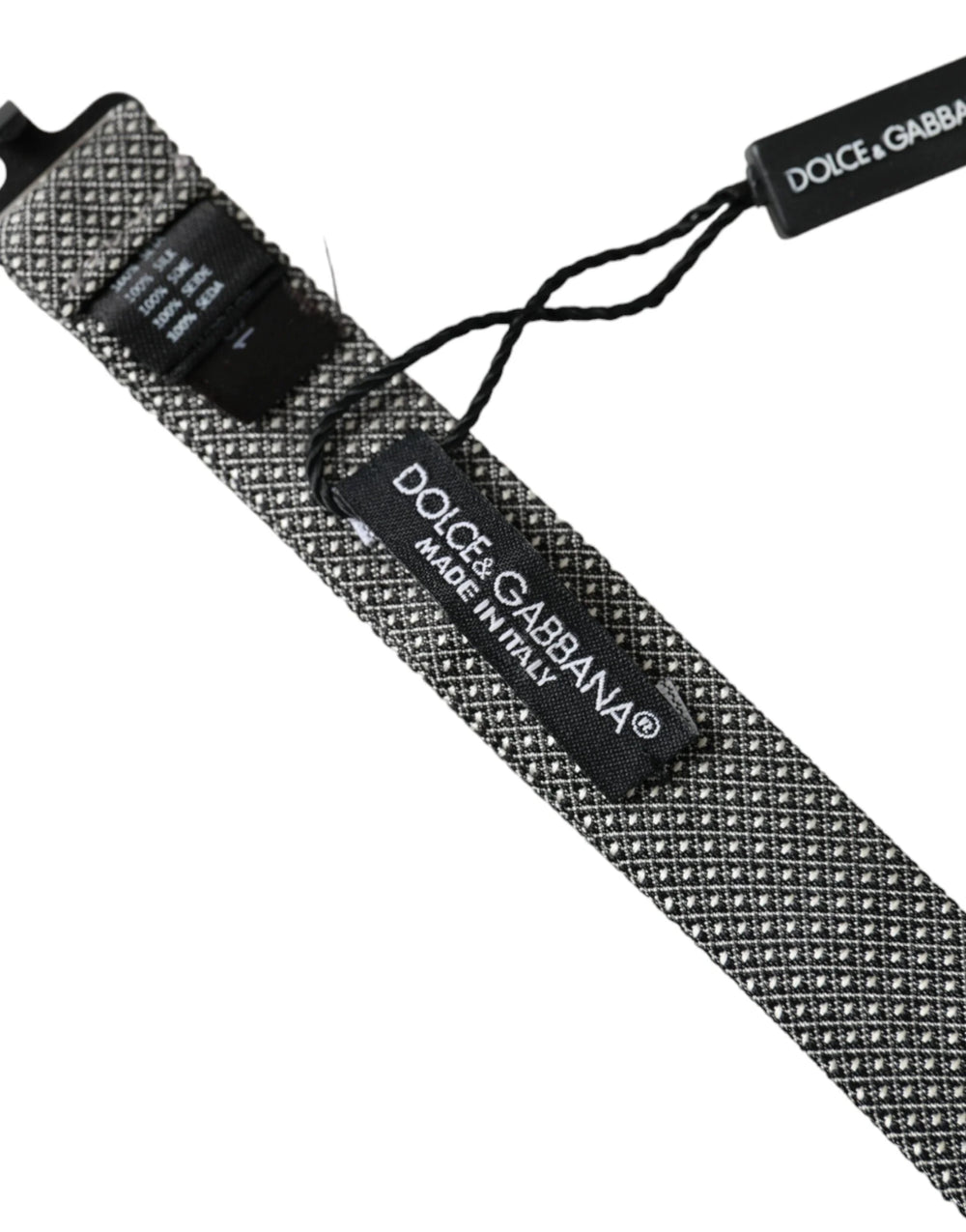 Dolce & Gabbana Gray Silk Patterned Adjustable Neck Men Papillon Bow Tie - Neckties