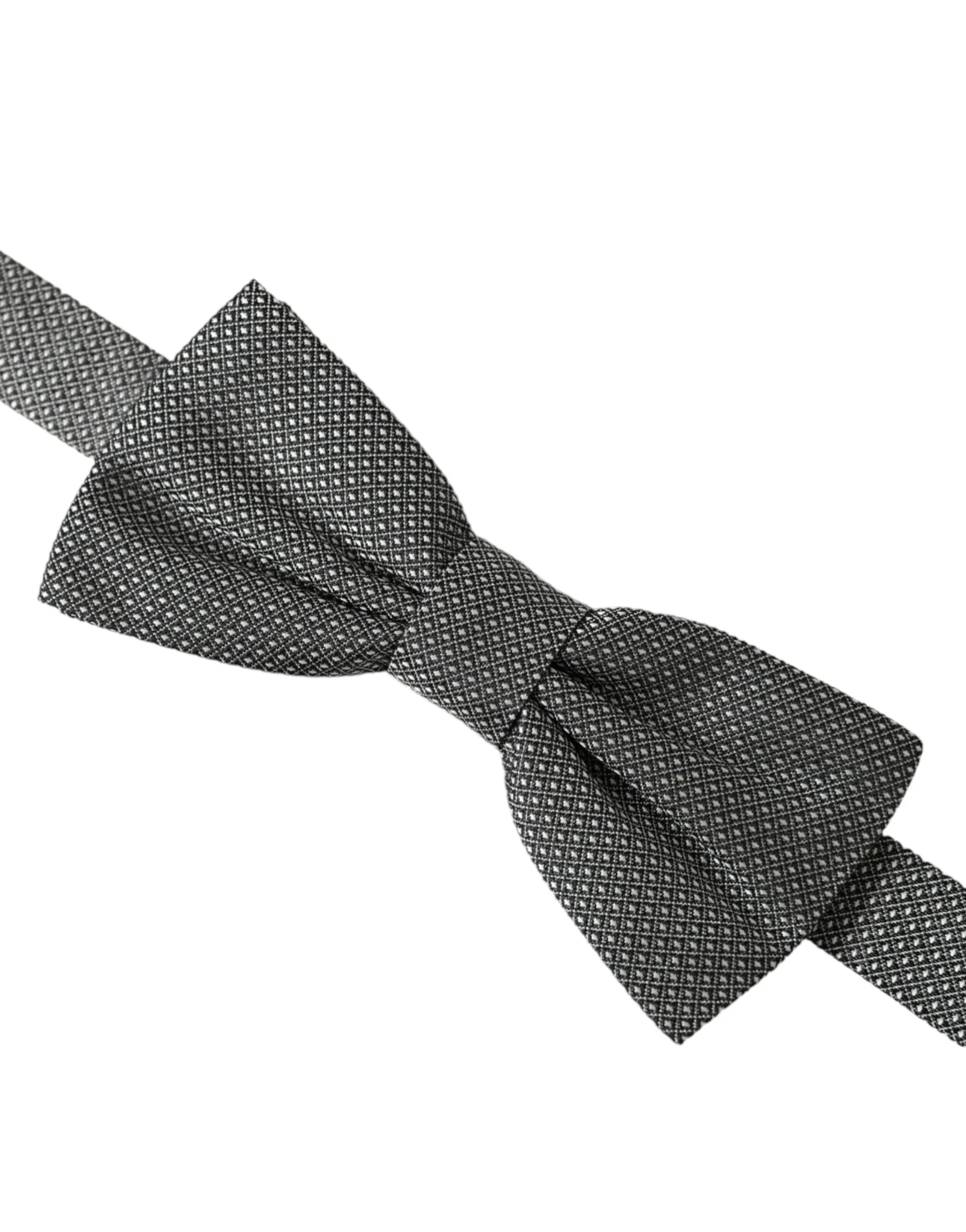 Dolce & Gabbana Gray Silk Patterned Adjustable Neck Men Papillon Bow Tie - Neckties