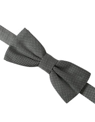 Dolce & Gabbana Gray Silk Patterned Adjustable Neck Men Papillon Bow Tie - Neckties