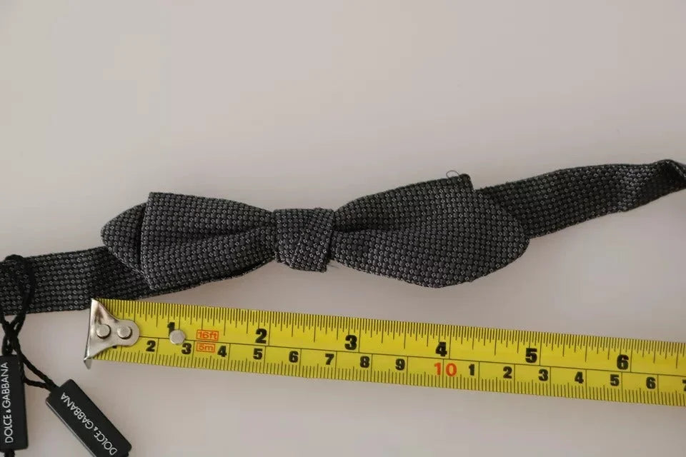 Dolce & Gabbana Gray Silk Patterned Mens Necktie Bow Tie - Neckties