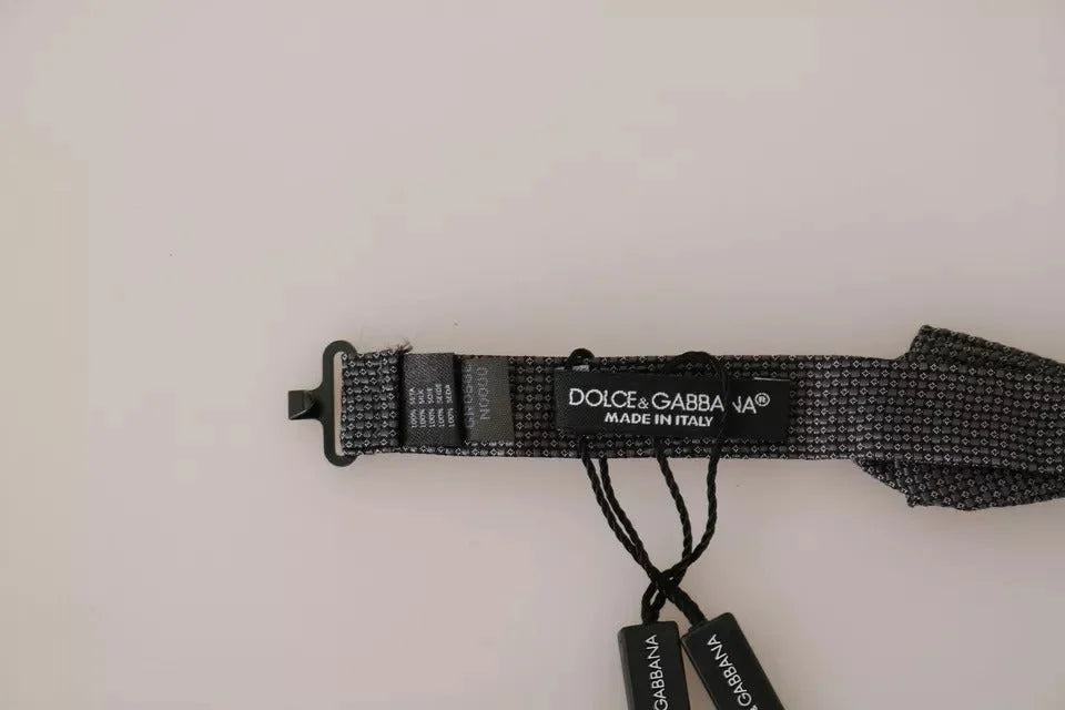 Dolce & Gabbana Gray Silk Patterned Mens Necktie Bow Tie - Neckties