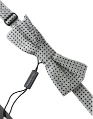 Dolce & Gabbana Gray Silk Polka Dot Adjustable Neck Men Papillon Bow Tie - Neckties