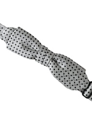 Dolce & Gabbana Gray Silk Polka Dot Adjustable Neck Men Papillon Bow Tie - Neckties