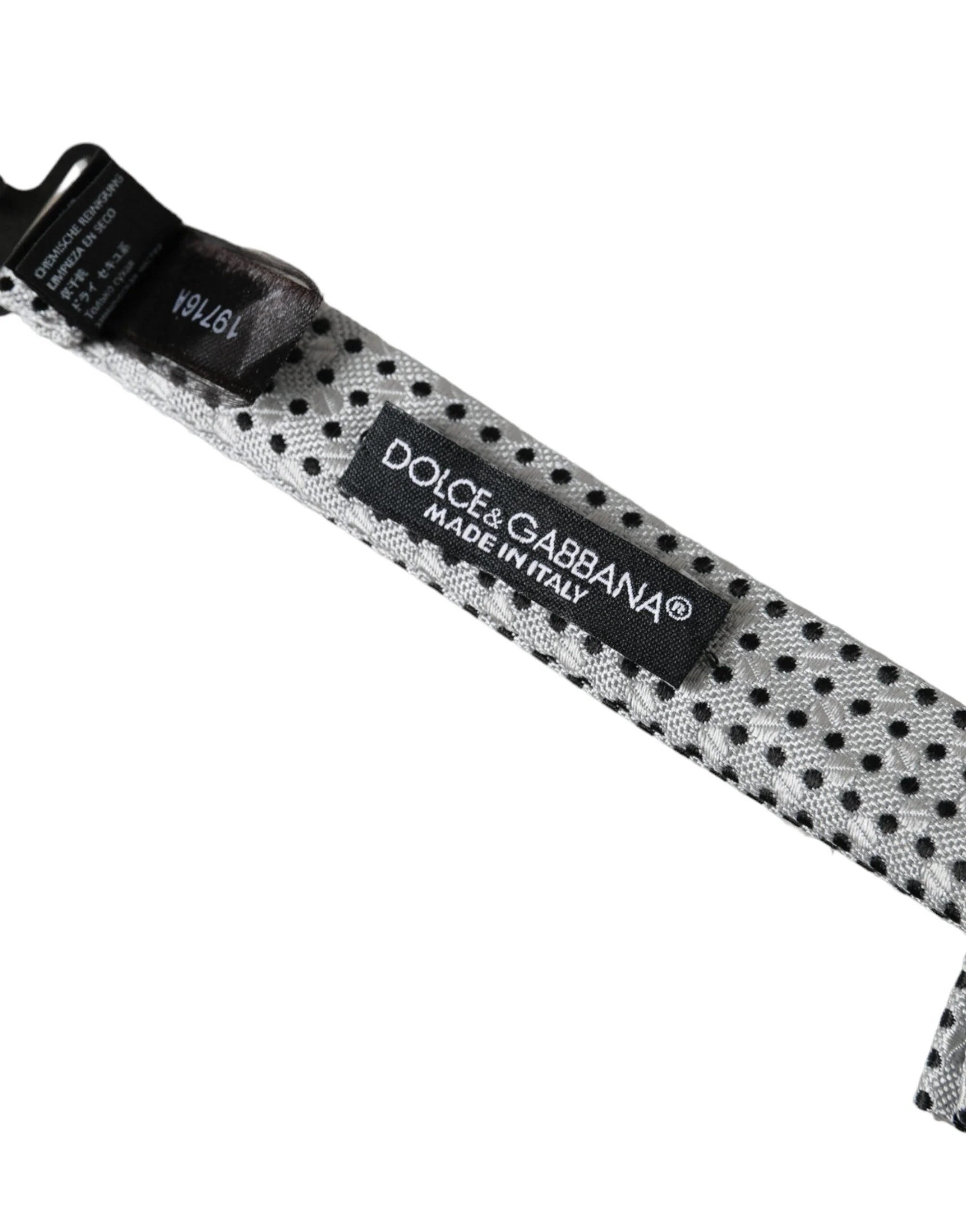 Dolce & Gabbana Gray Silk Polka Dot Adjustable Neck Men Papillon Bow Tie - Neckties