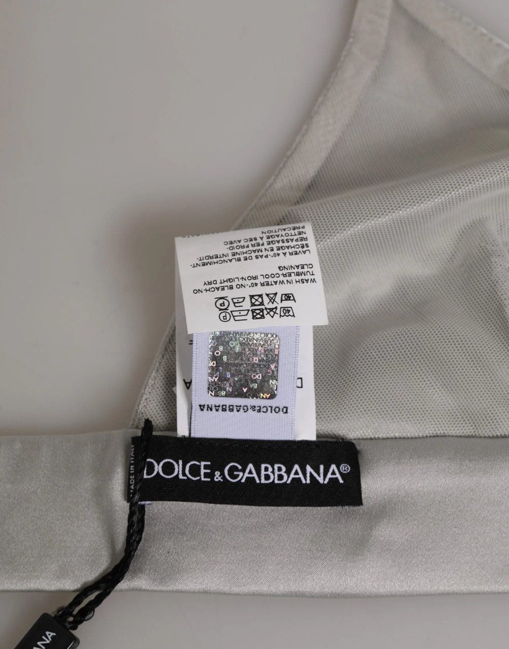 Dolce & Gabbana Gray Silk Satin Triangle Soft Cup Bra Underwear - IT2 | S - Bras