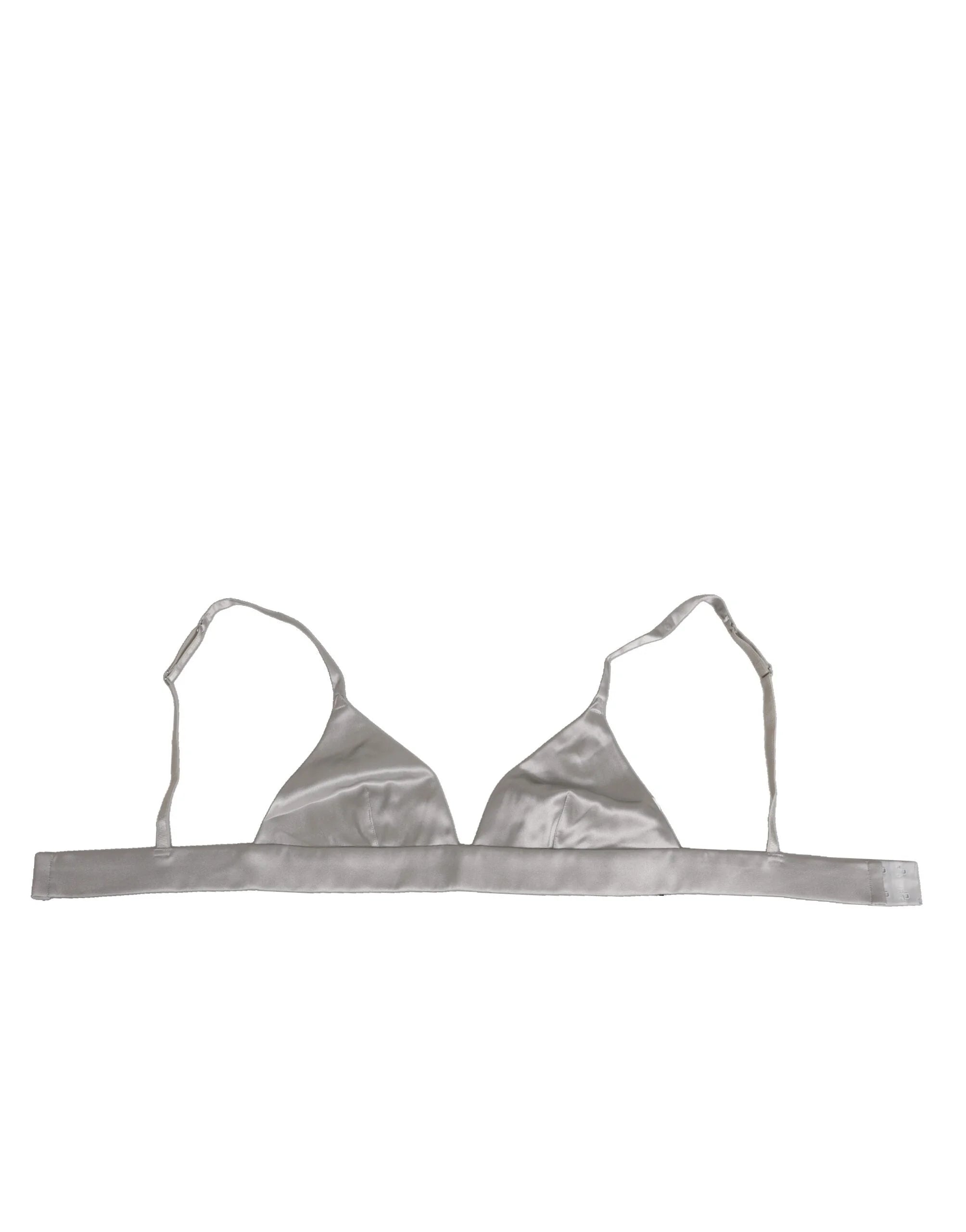 Dolce & Gabbana Gray Silk Satin Triangle Soft Cup Bra Underwear - IT2 | S - Bras
