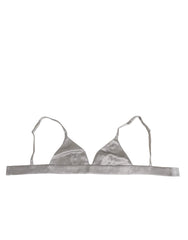 Dolce & Gabbana Gray Silk Satin Triangle Soft Cup Bra Underwear - IT2 | S - Bras