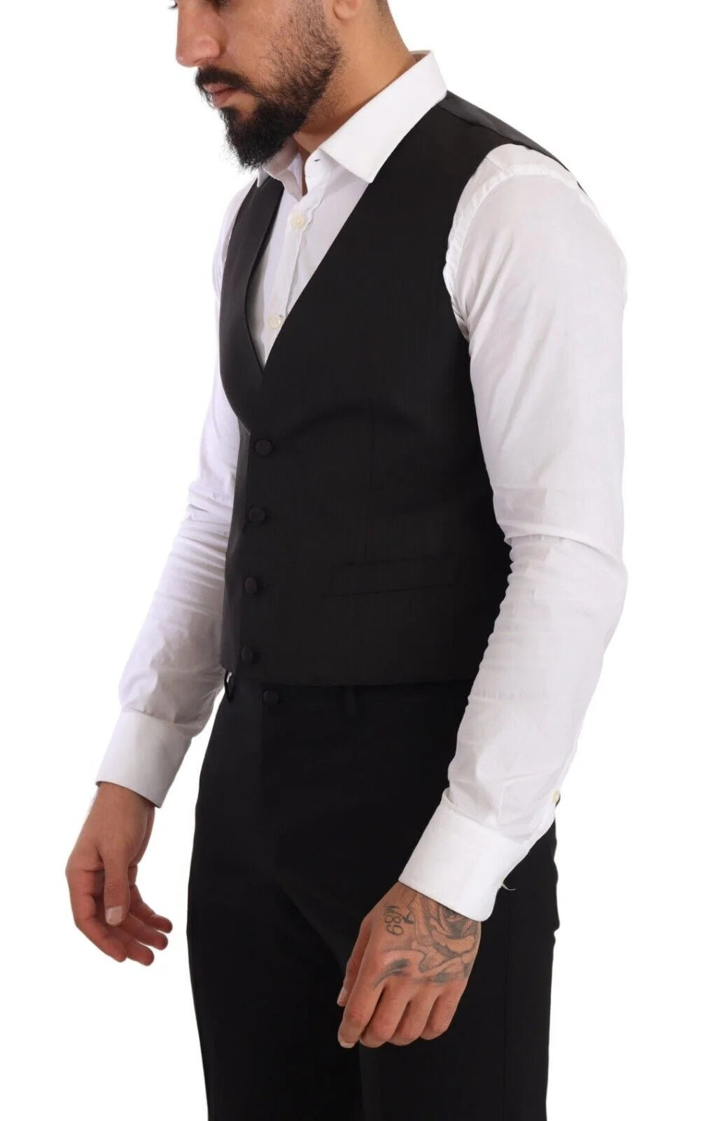 Dolce & Gabbana Gray Silk Slim Fit Waistcoat Formal Vest - IT48 | M - Vests