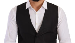 Dolce & Gabbana Gray Silk Slim Fit Waistcoat Formal Vest - IT48 | M - Vests