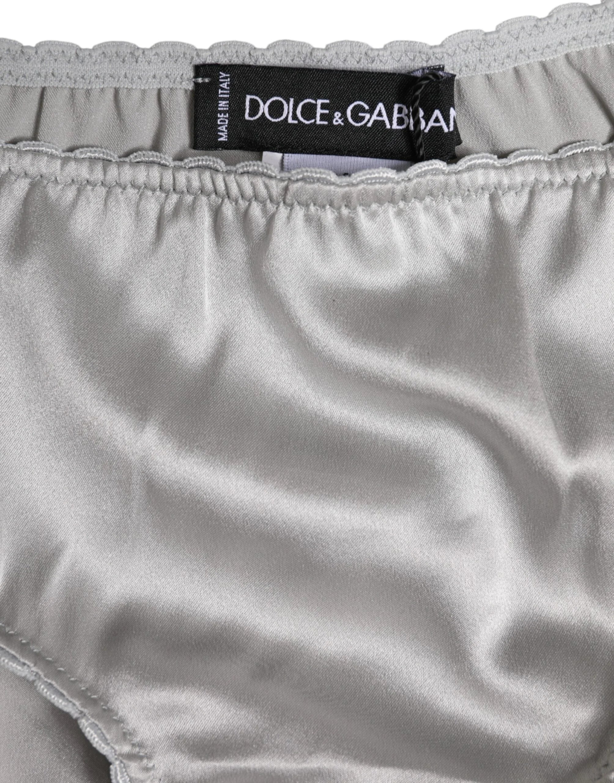 Dolce & Gabbana Gray Silk Stretch Bottom Low Waist Panty Underwear - IT2 | S - Briefs