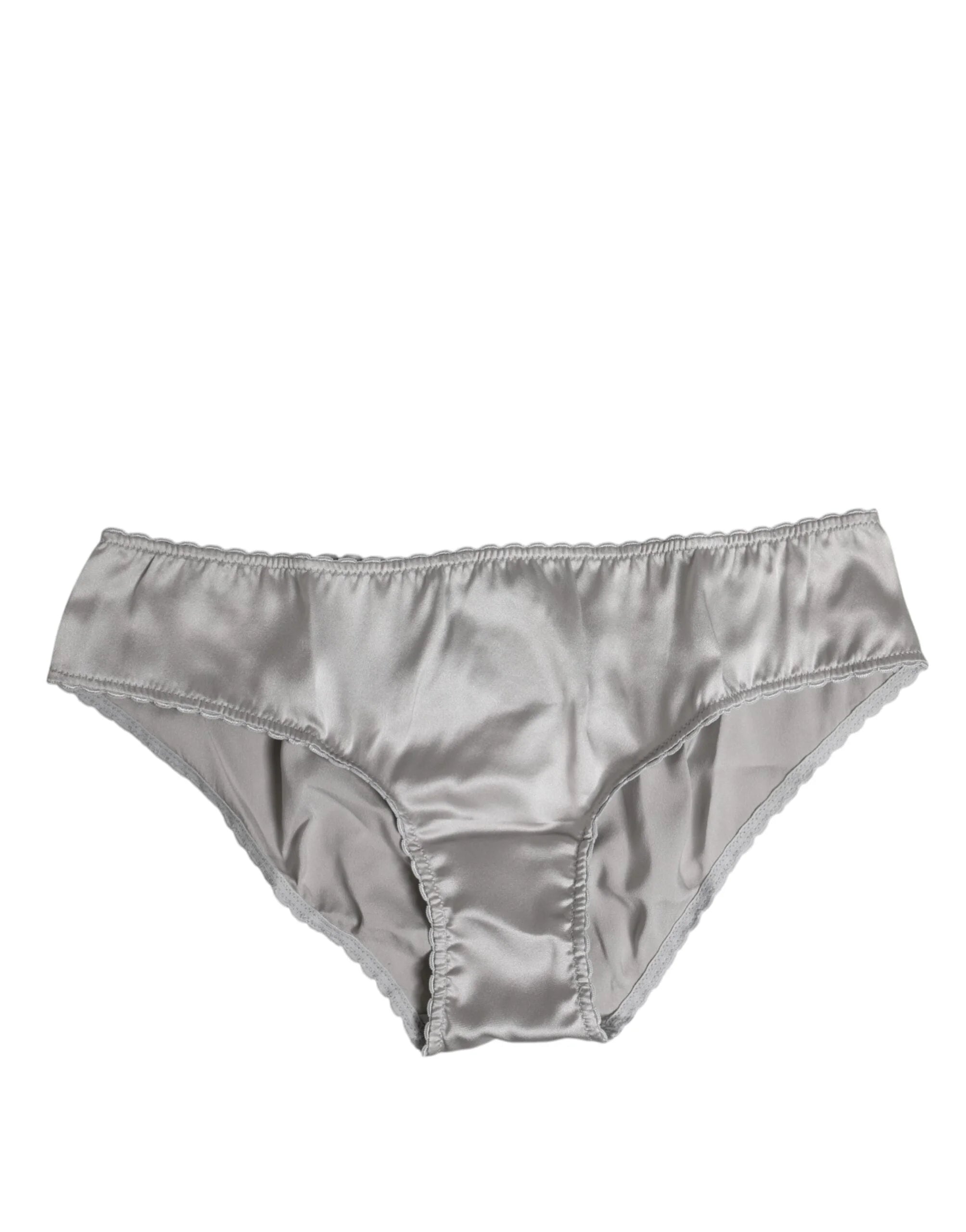 Dolce & Gabbana Gray Silk Stretch Bottom Low Waist Panty Underwear - IT2 | S - Briefs