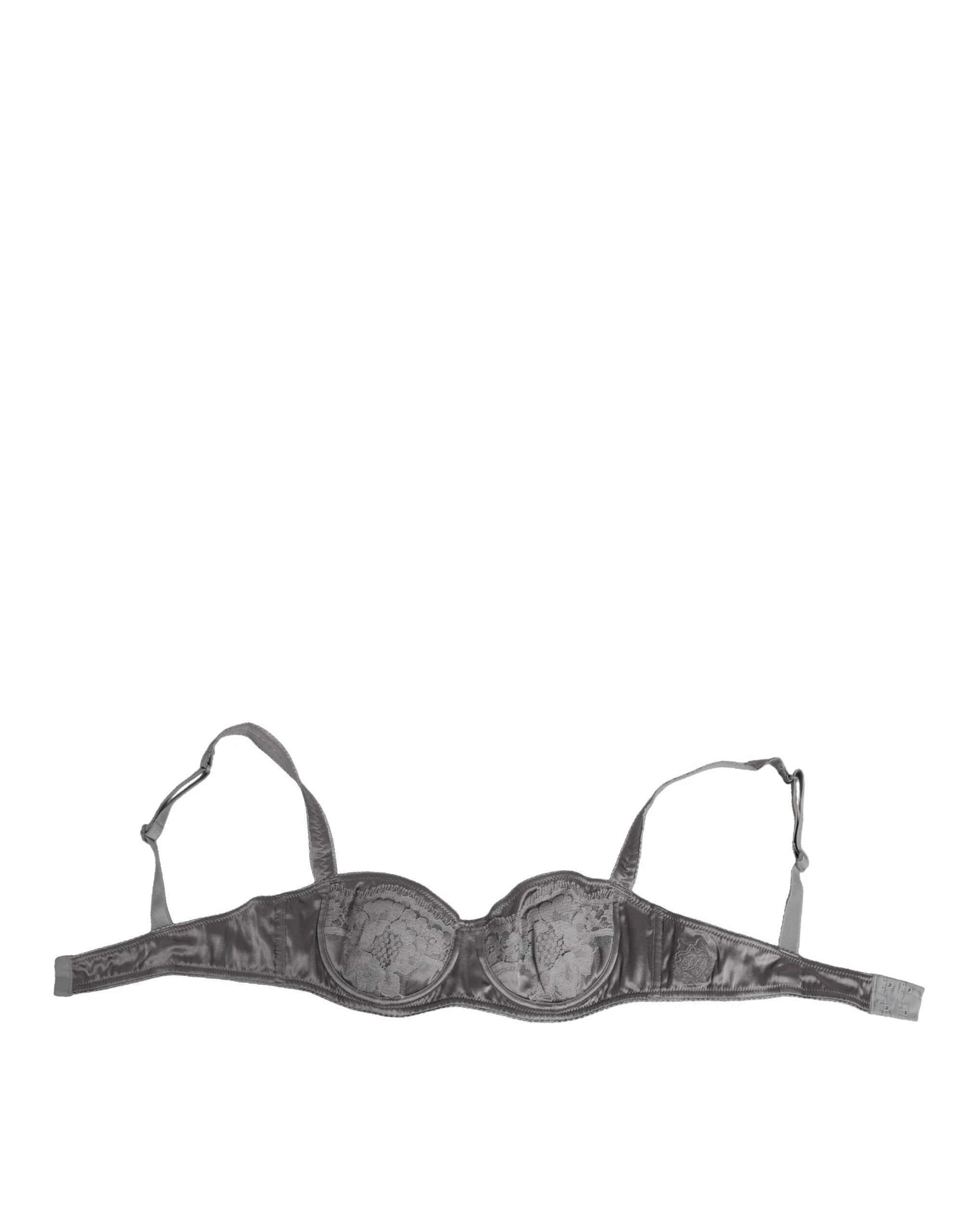 Dolce & Gabbana Gray Silk Underwired Balconette Bra Underwear - IT2 | S - Bras