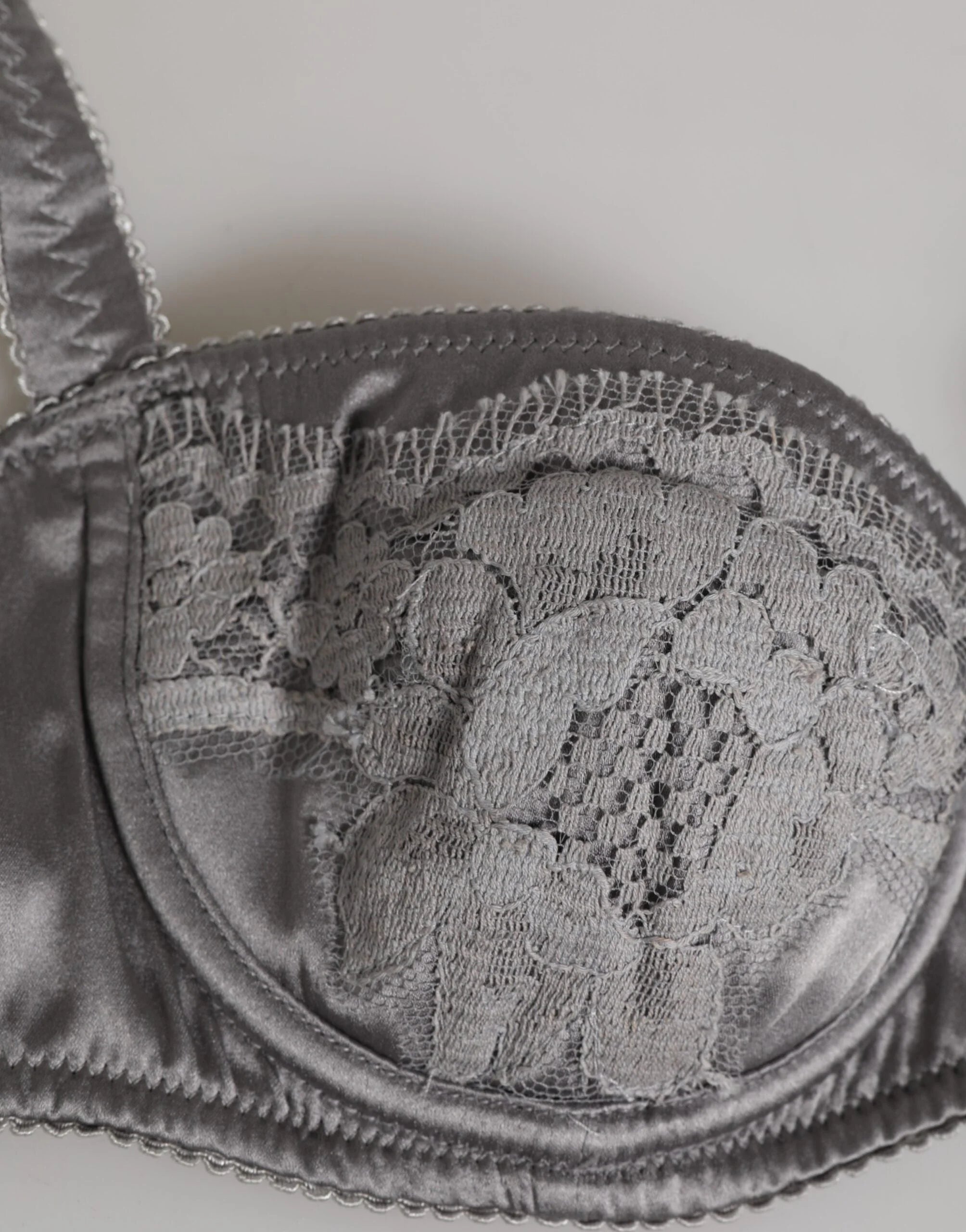 Dolce & Gabbana Gray Silk Underwired Balconette Bra Underwear - IT2 | S - Bras