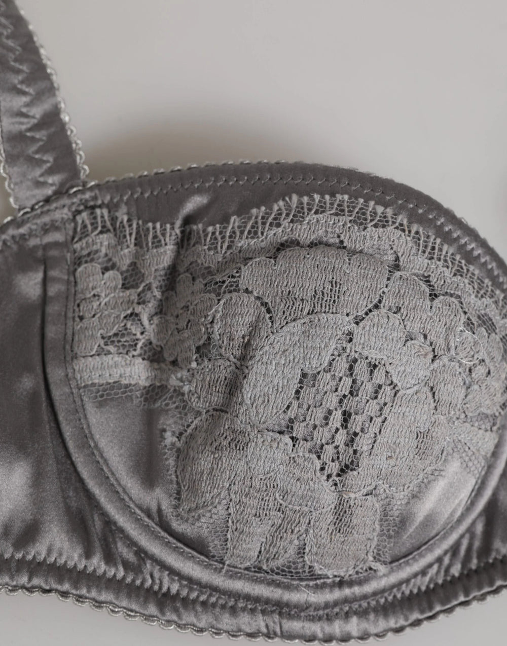 Dolce & Gabbana Gray Silk Underwired Balconette Bra Underwear - IT2 | S - Bras