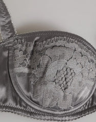 Dolce & Gabbana Gray Silk Underwired Balconette Bra Underwear - IT2 | S - Bras