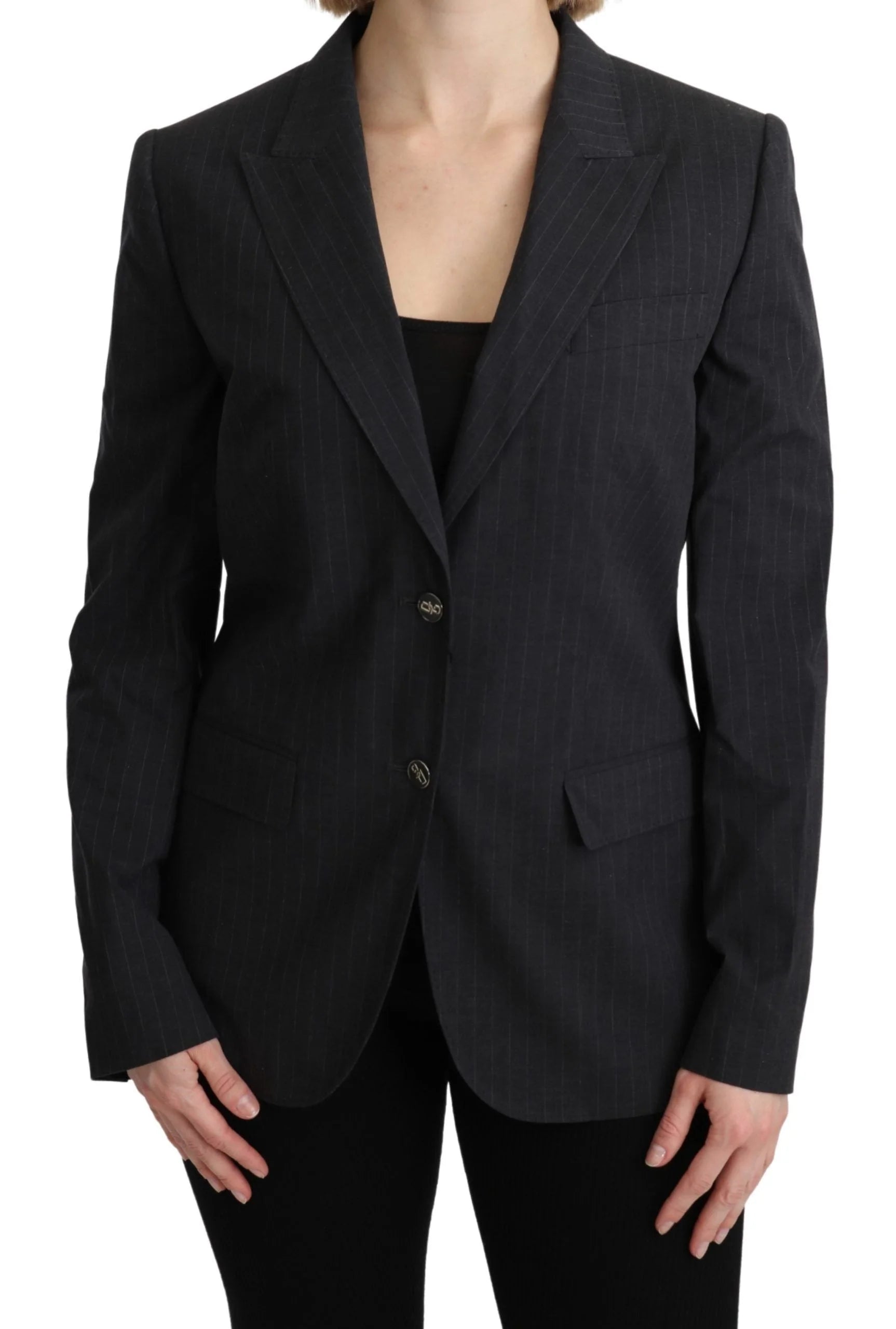 Dolce & Gabbana Gray Single Breasted Blazer Cotton Jacket - IT44|L - Sport Jackets