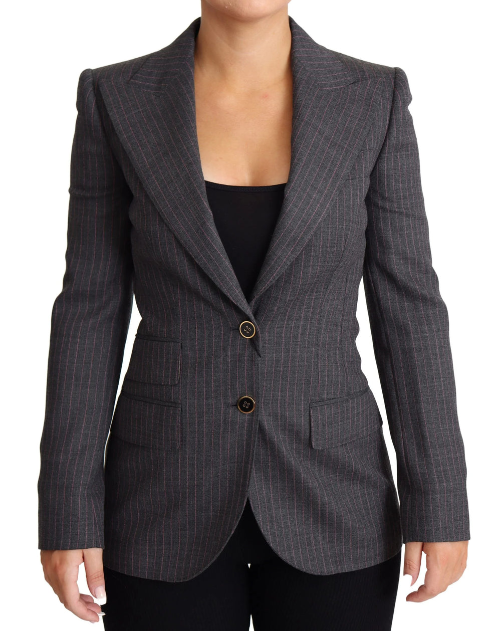 Dolce & Gabbana Gray Single Breasted Fitted Blazer Wool Jacket - IT36 | XS - Sport Jackets