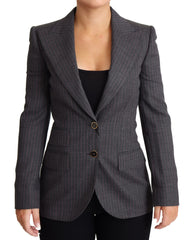 Dolce & Gabbana Gray Single Breasted Fitted Blazer Wool Jacket - IT36 | XS - Sport Jackets