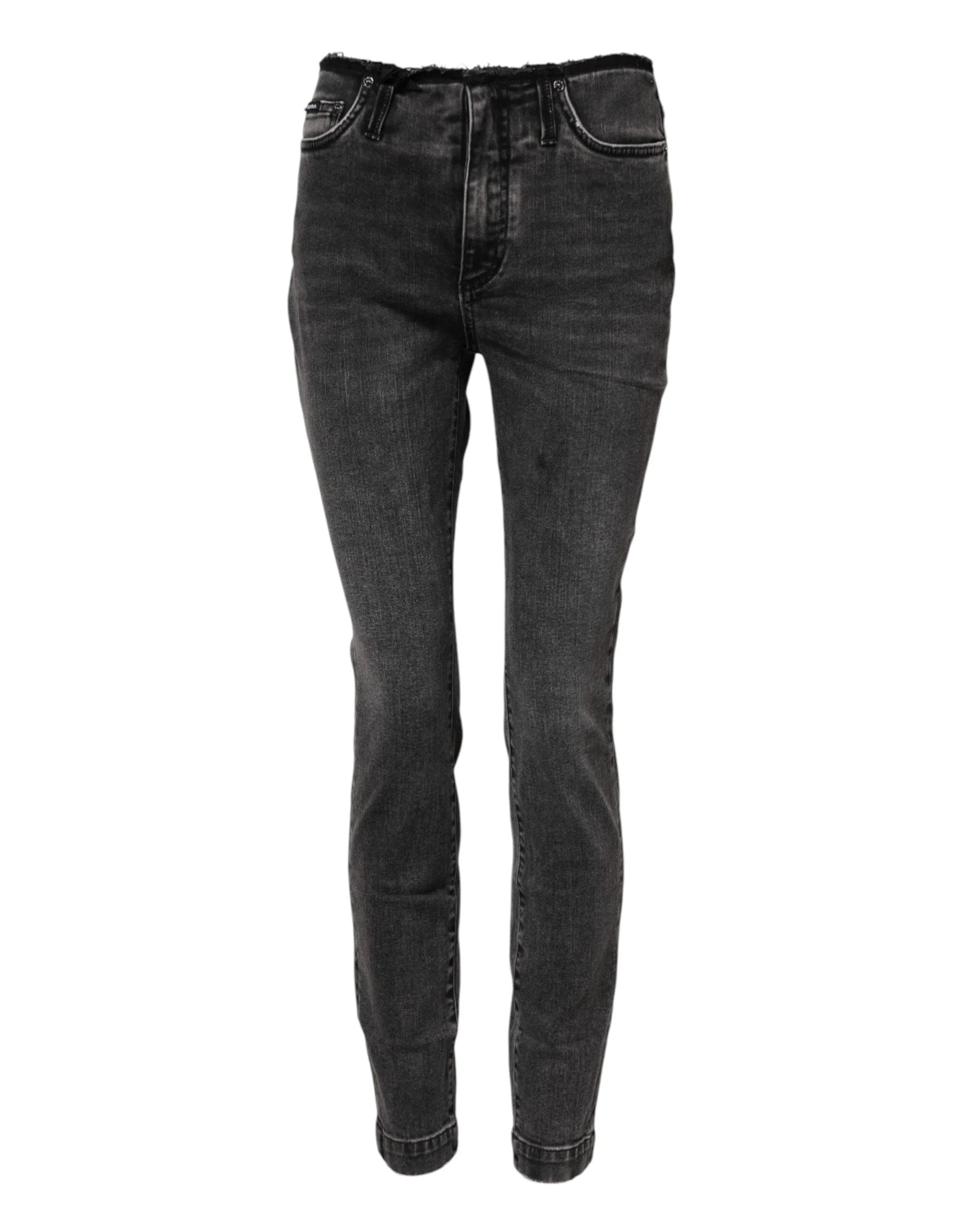 Dolce & Gabbana Gray Skinny Cotton Mid Waisted Denim Jeans - IT40|S - Jeans